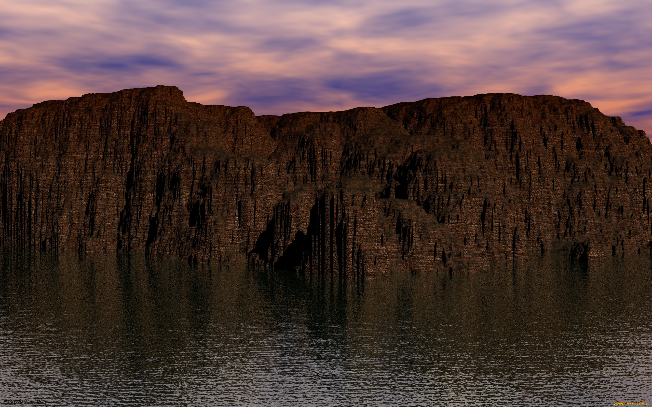 3д, графика, природа, , nature, небо, скала, вода