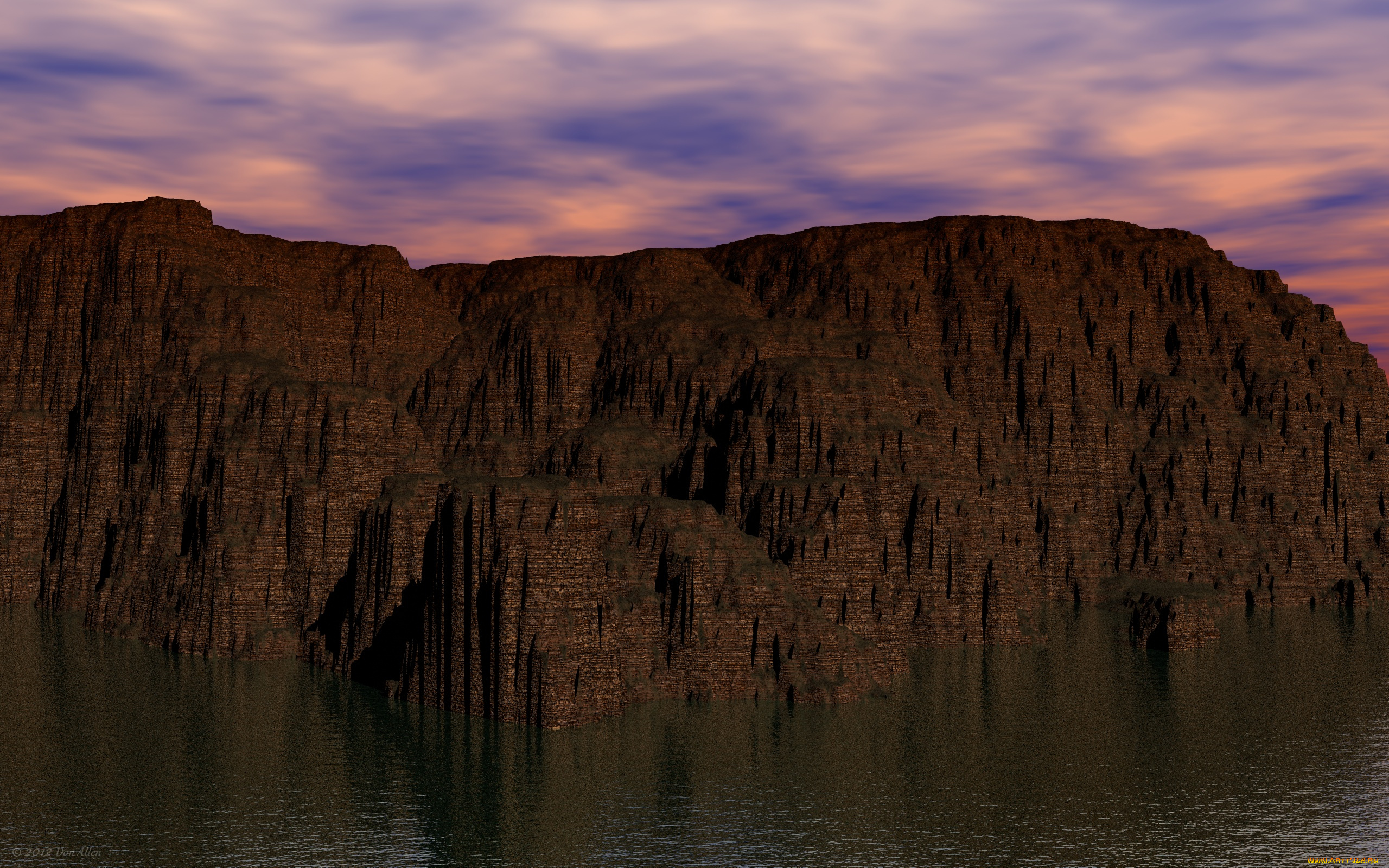 3д, графика, природа, , nature, небо, скала, вода