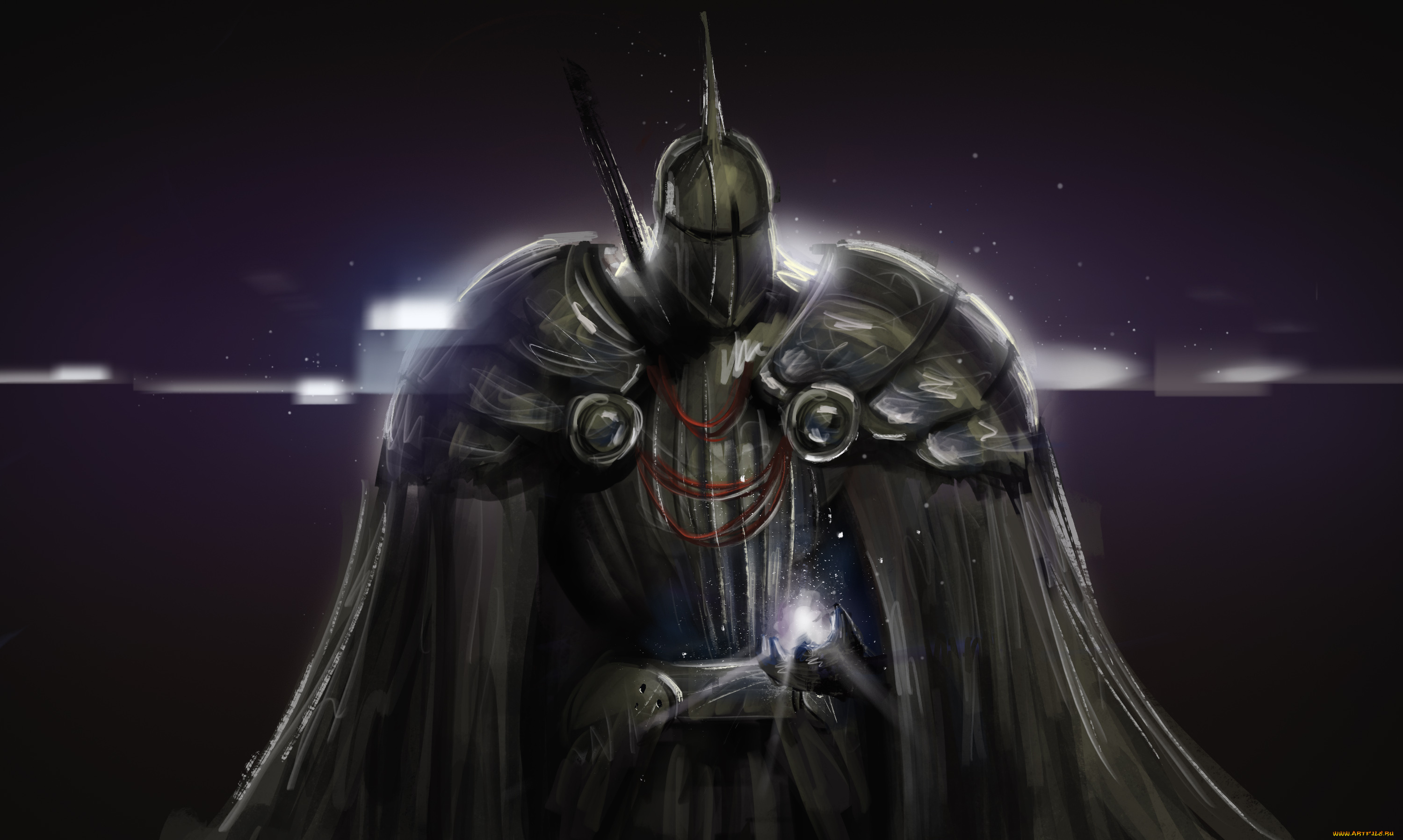 фэнтези, люди, доспехи, шлем, плащ, рыцарь