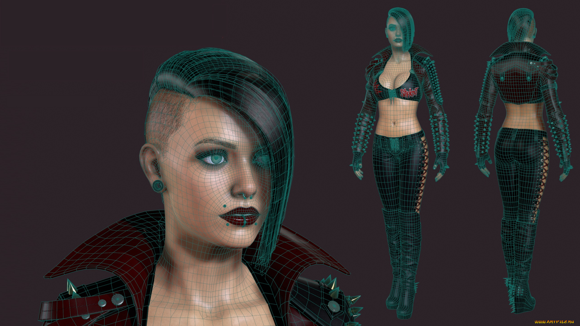 3д, графика, _science, fiction, фон, взгляд, девушка
