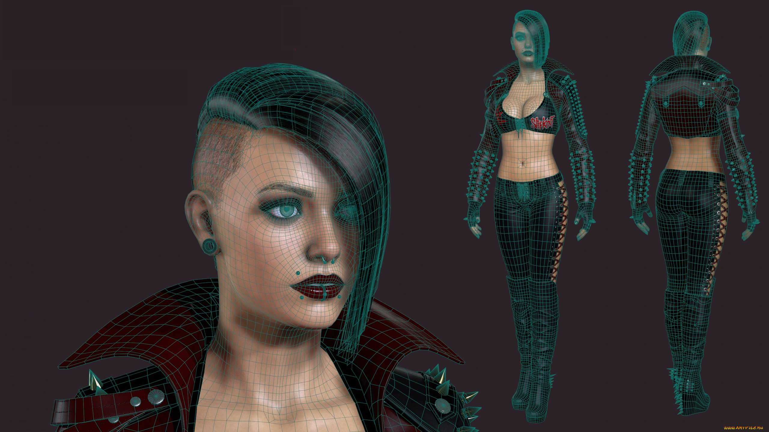 3д, графика, _science, fiction, фон, взгляд, девушка