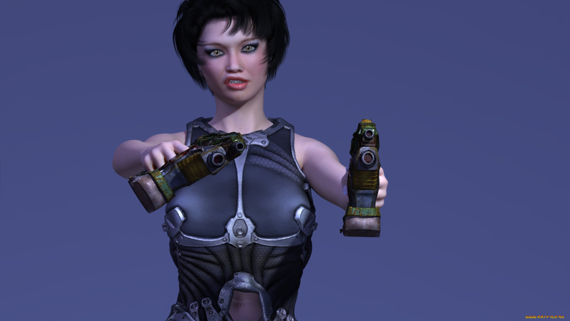 3д, графика, фантазия, , fantasy, девушка, взгляд, фон, оружие