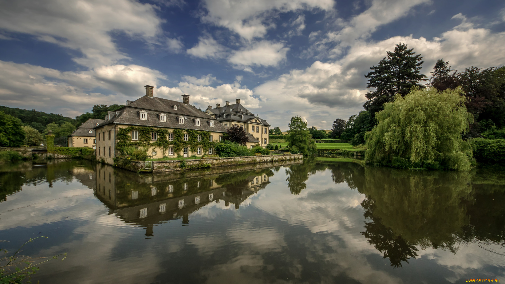 города, -, пейзажи, река, лес