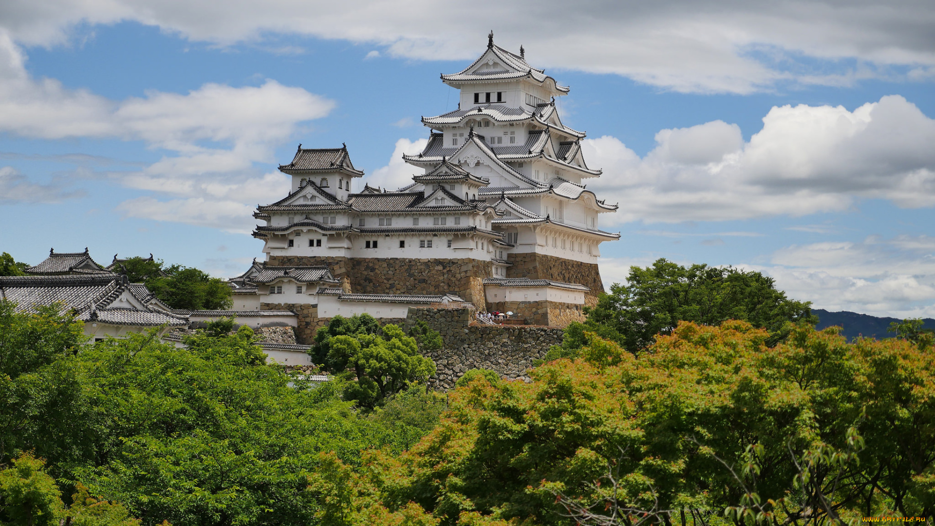 города, замки, Японии, замок