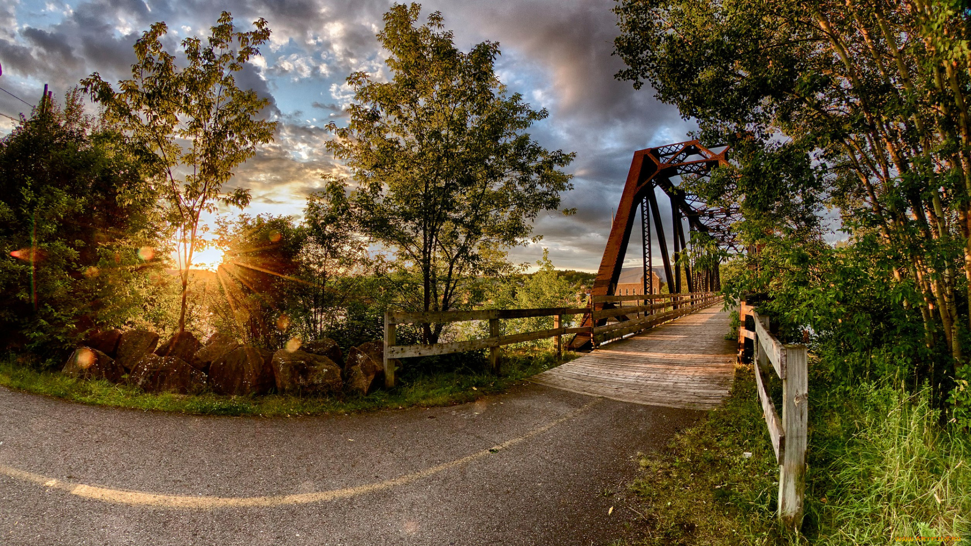 природа, дороги, рассвет