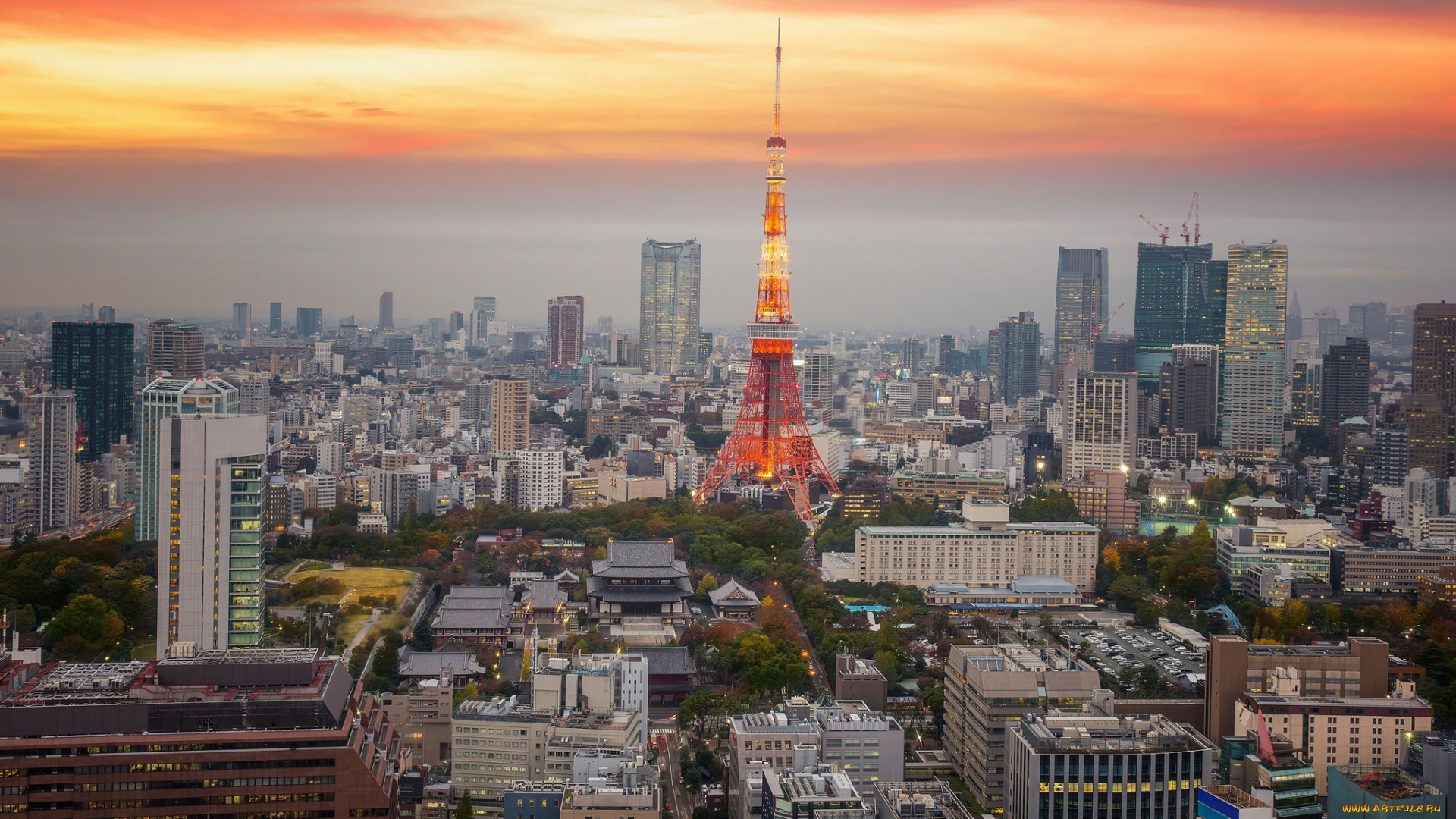 tokyo, tower, города, токио, , Япония, рассвет