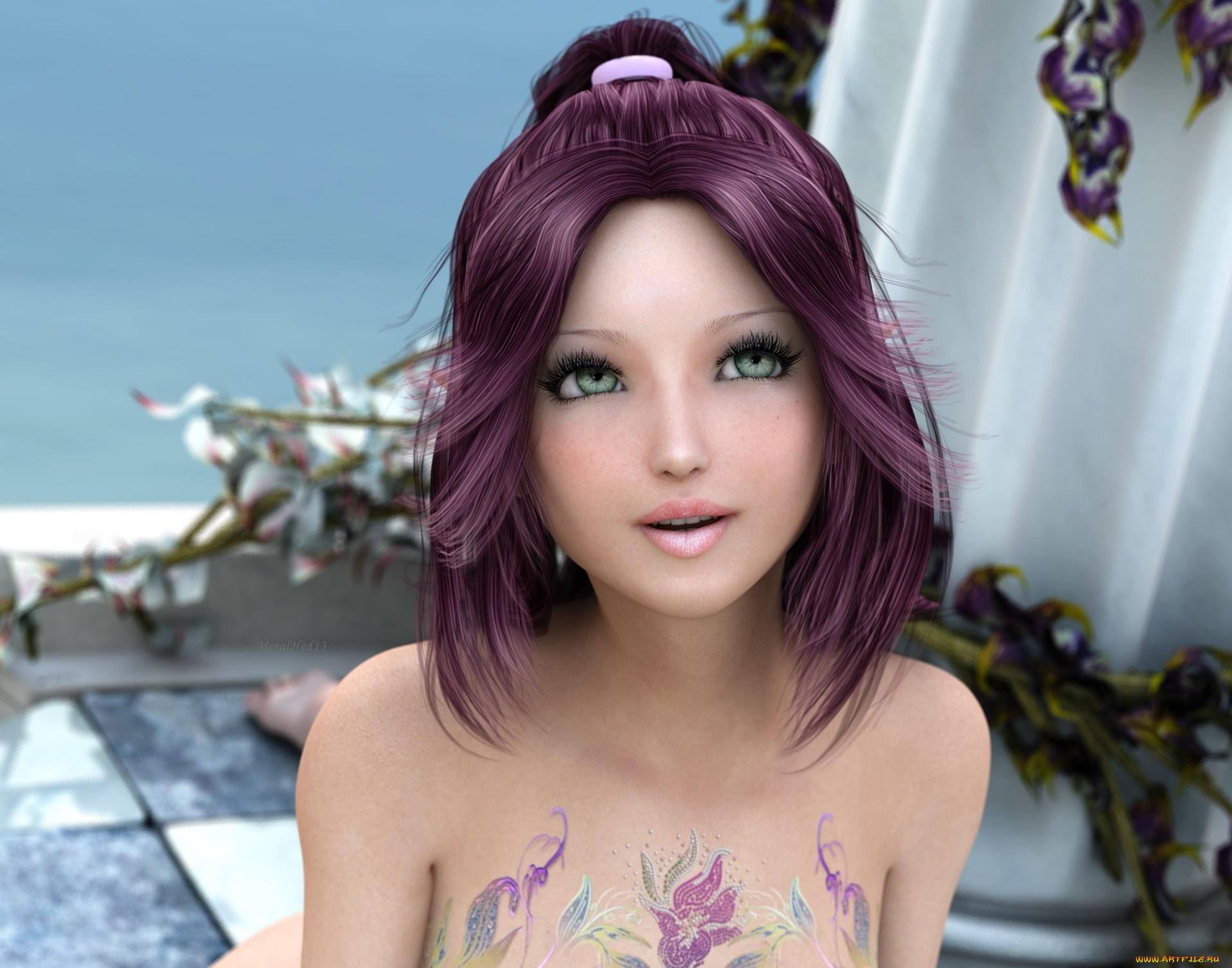 3д, графика, портрет, , portraits, девушка, взгляд, фон