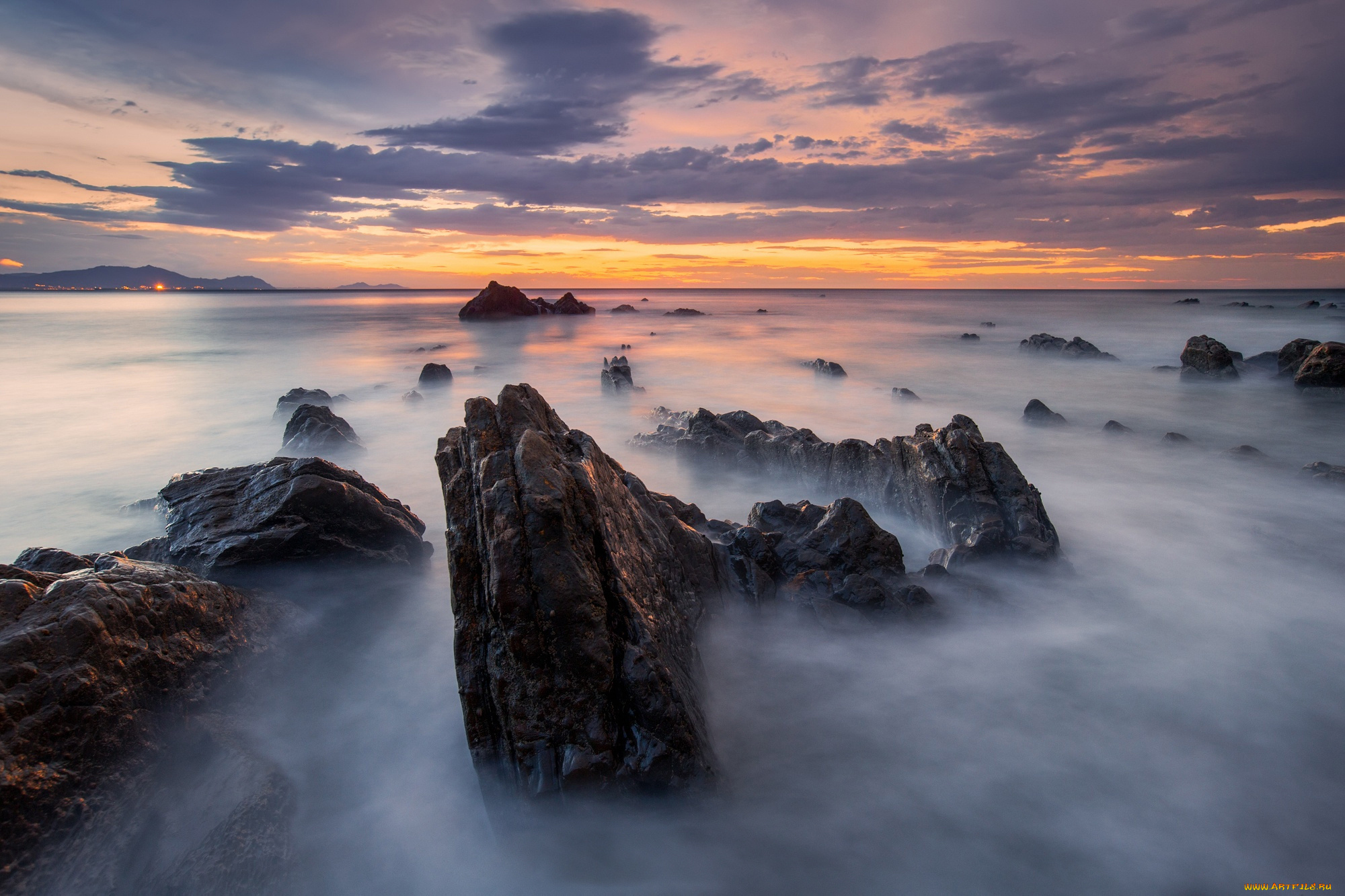 природа, побережье, баррика, испания, небо, облака, пляж, скалы, камни