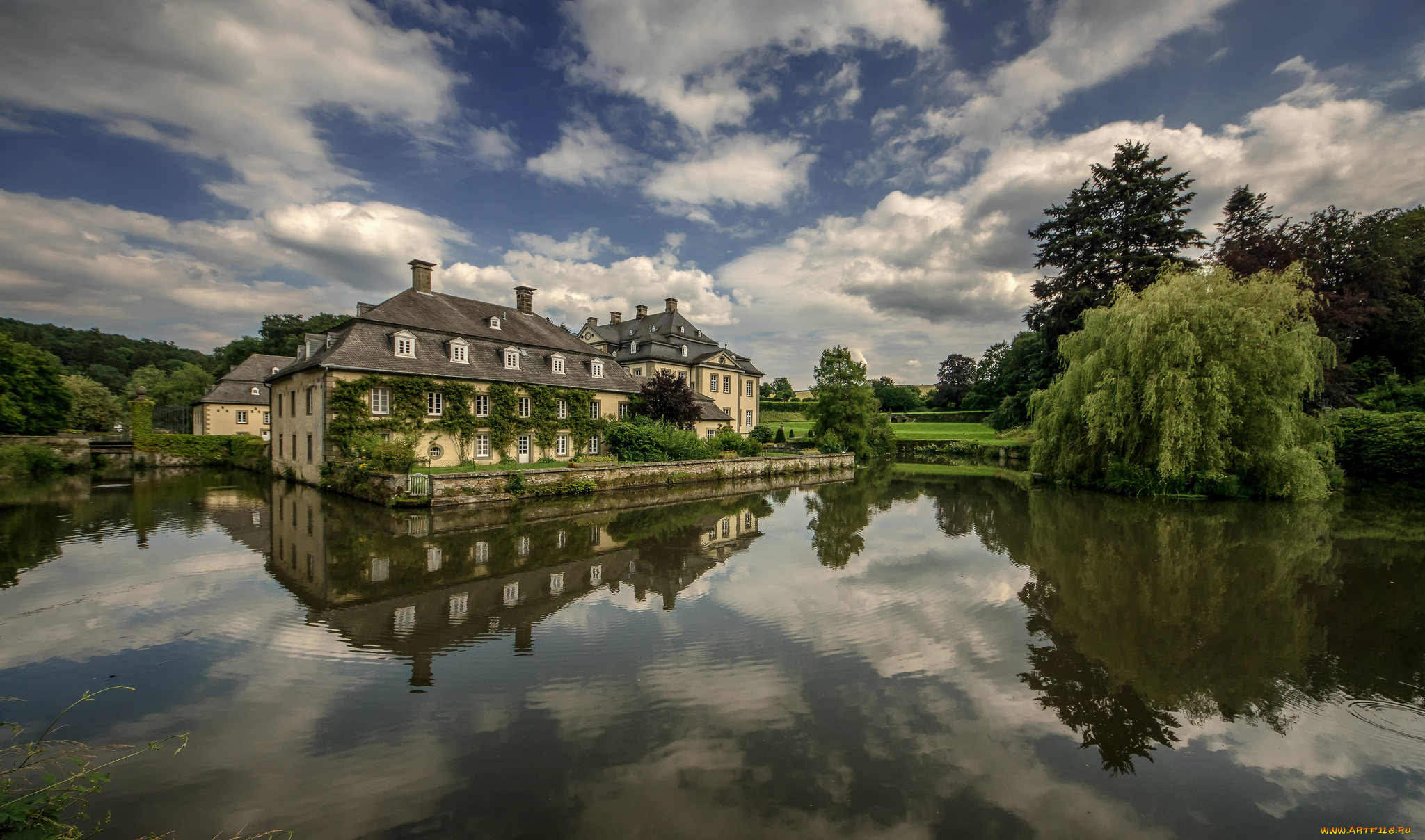 города, -, пейзажи, река, лес