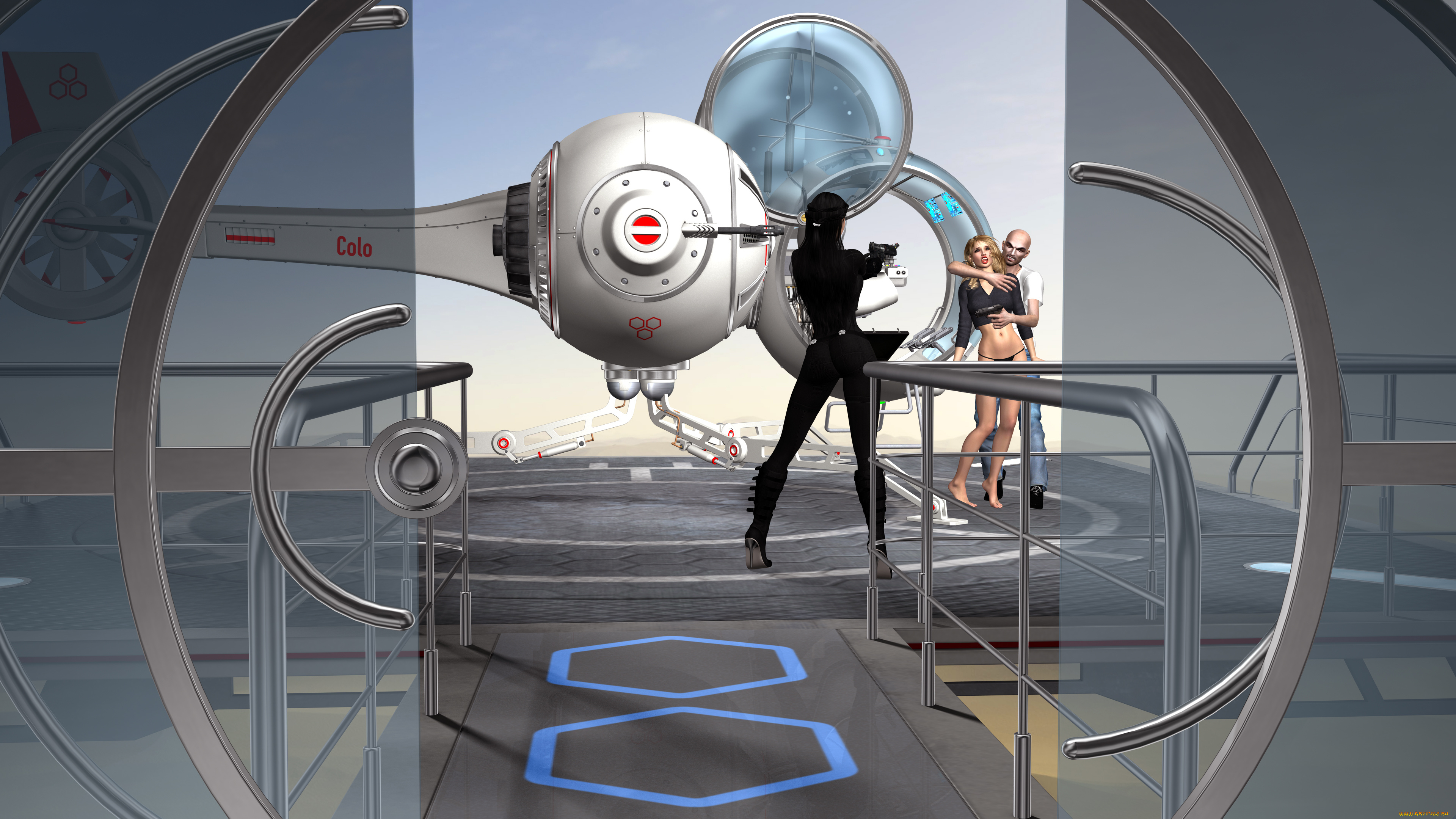 3д, графика, фантазия, , fantasy, девушки, взгляд, фон, оружие