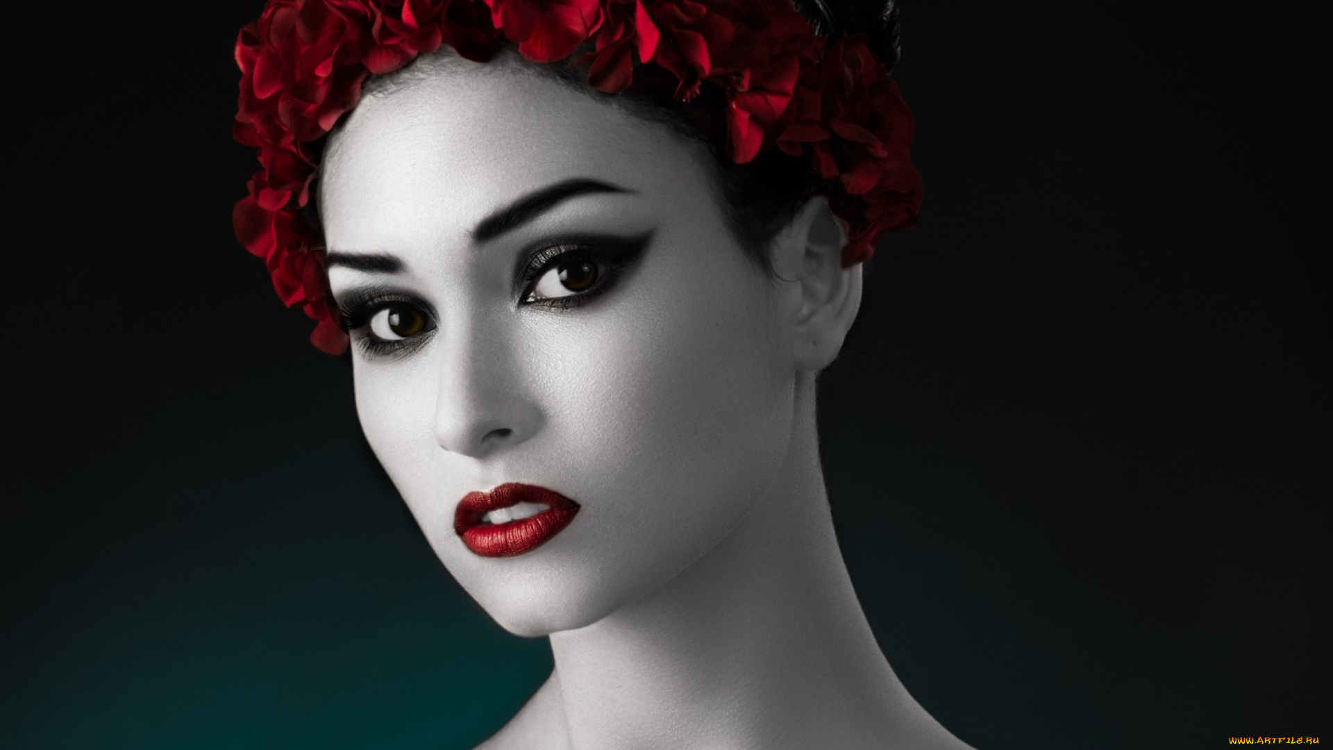 девушки, -unsort, , лица, , портреты, ретушь, чёрно-красно-белое, фото, портрет, стиль