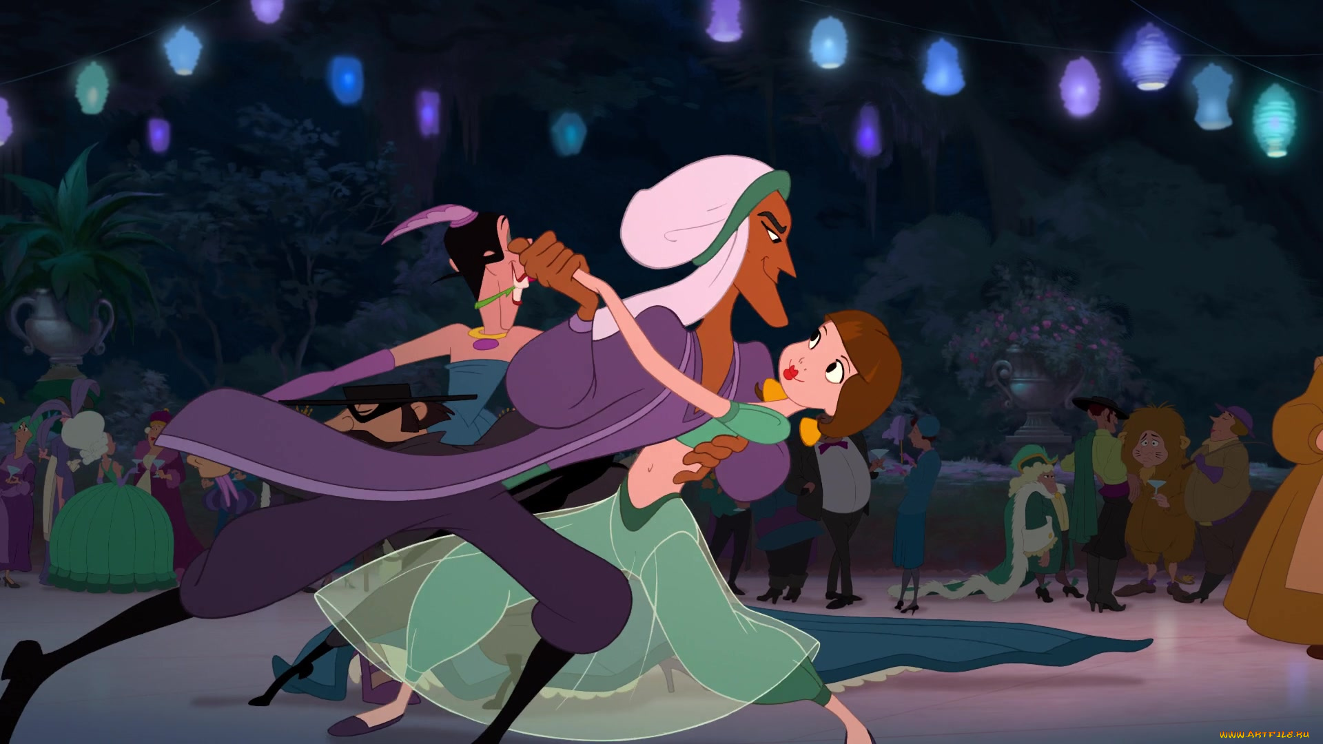 мультфильмы, the, princess, and, the, frog, костюм, фонари, люди, карнавал