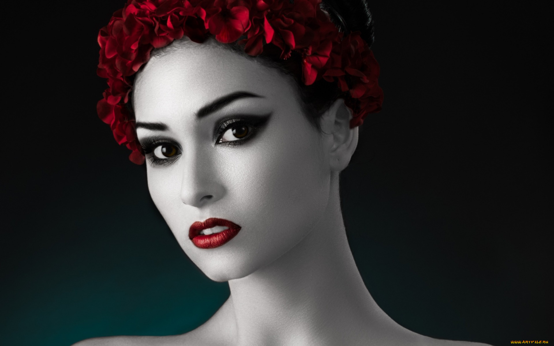 девушки, -unsort, , лица, , портреты, ретушь, чёрно-красно-белое, фото, портрет, стиль