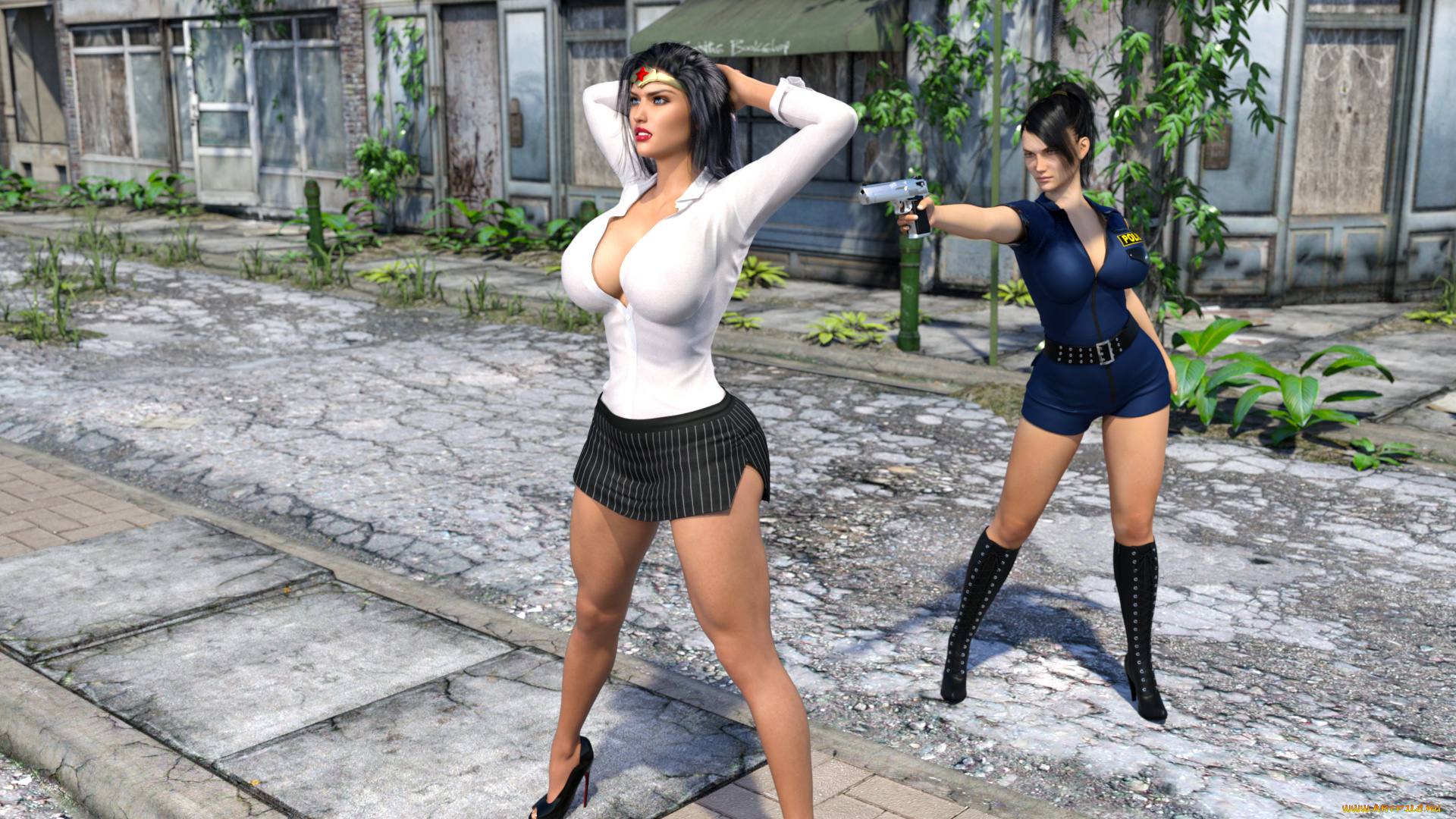 3д, графика, фантазия, , fantasy, девушки, взгляд, фон