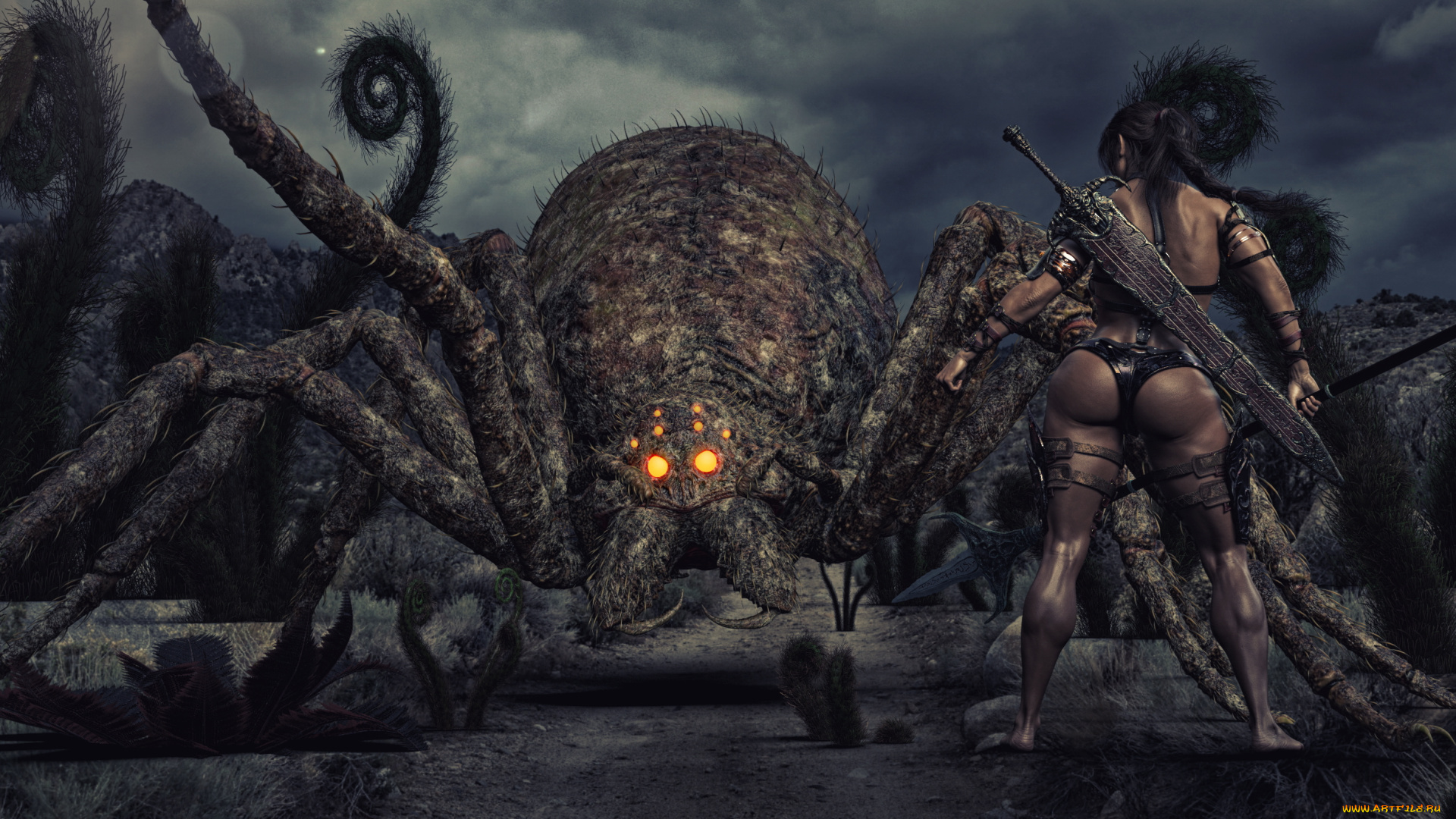 3д, графика, фантазия, , fantasy, фон, взгляд, девушка