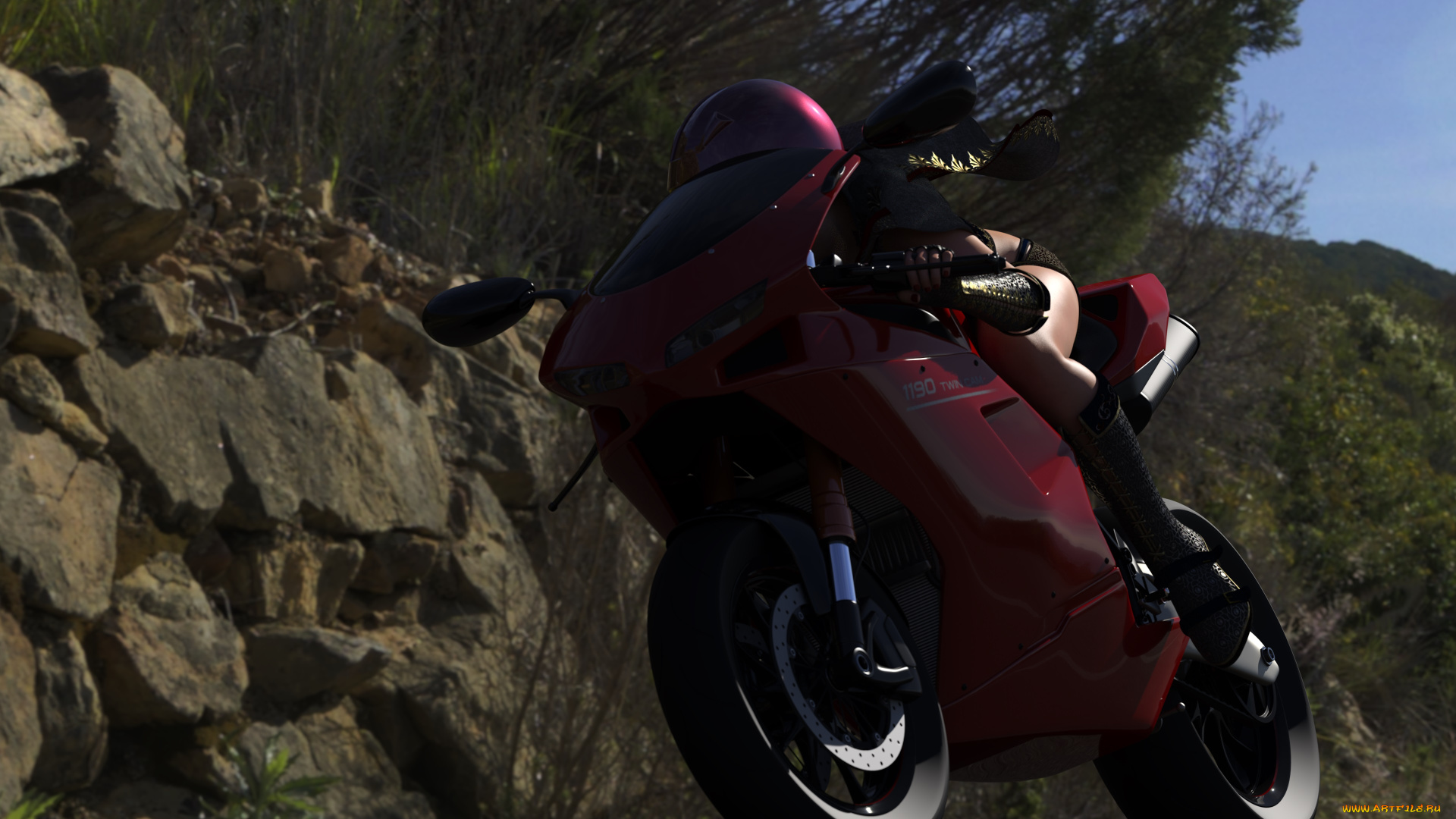 3д, графика, люди-авто, мото, , people-, car, , , moto, взгляд, девушка, фон