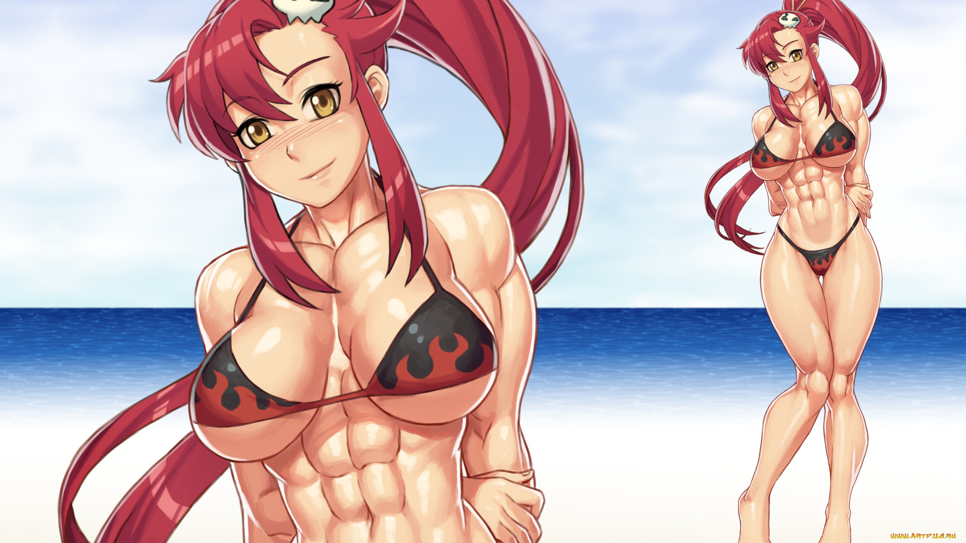 аниме, tengen, toppa, gurren-lagann, купальник, взгляд, девушка, фон