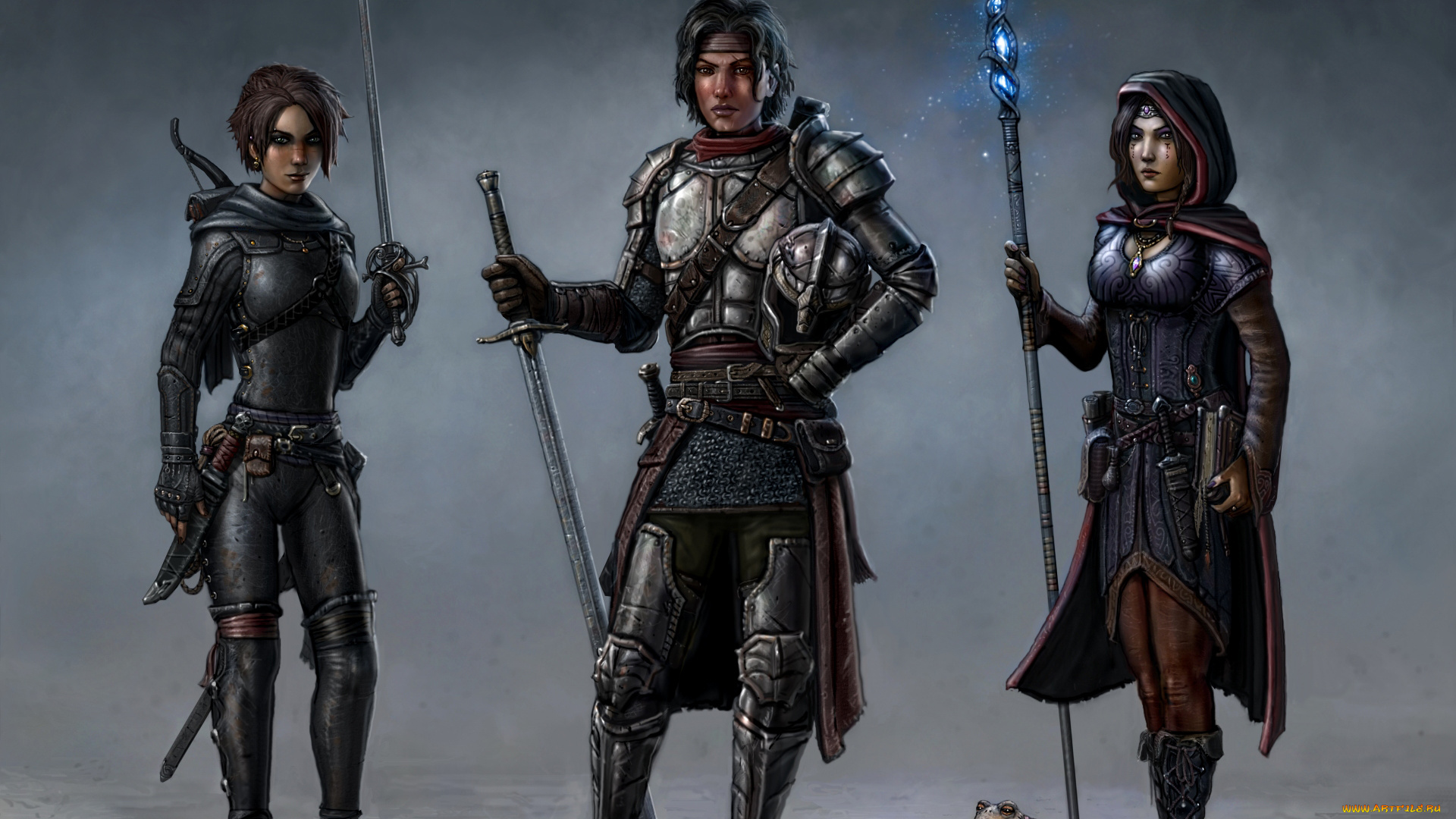 фэнтези, люди, девушки, фон, взгляд, униформа