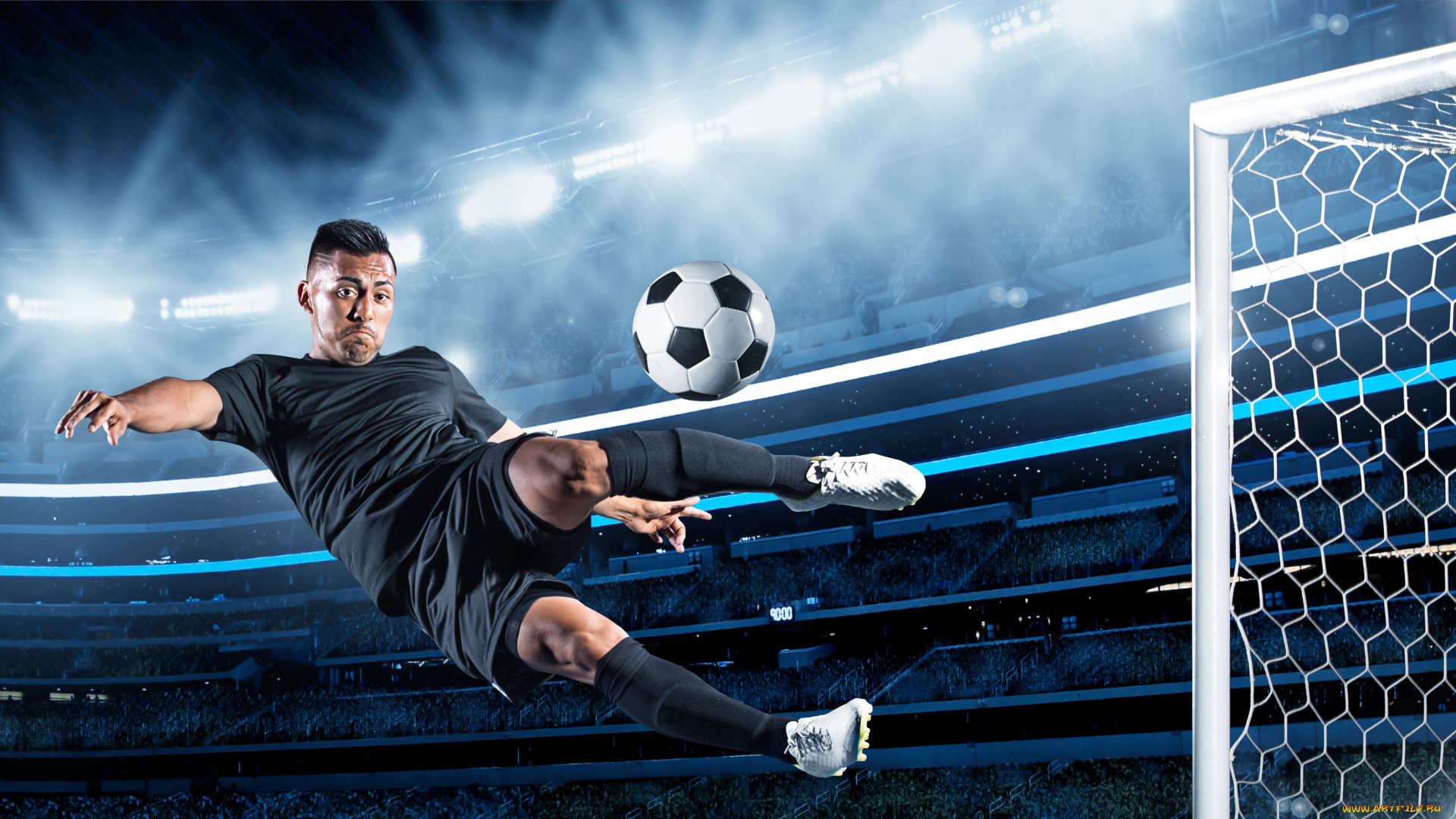 спорт, футбол, ворота, стадион, мяч, удар, футболист