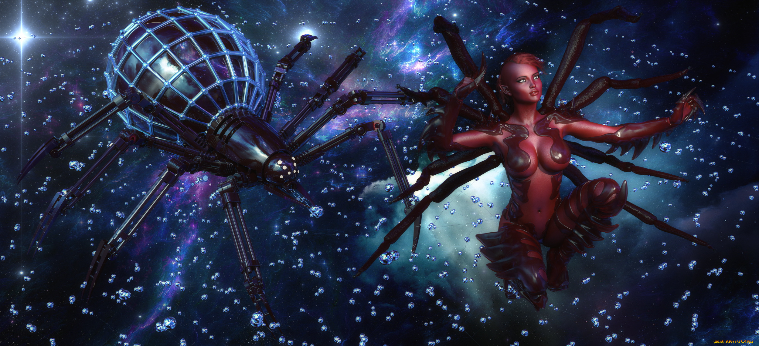 3д, графика, фантазия, , fantasy, фон, взгляд, девушка