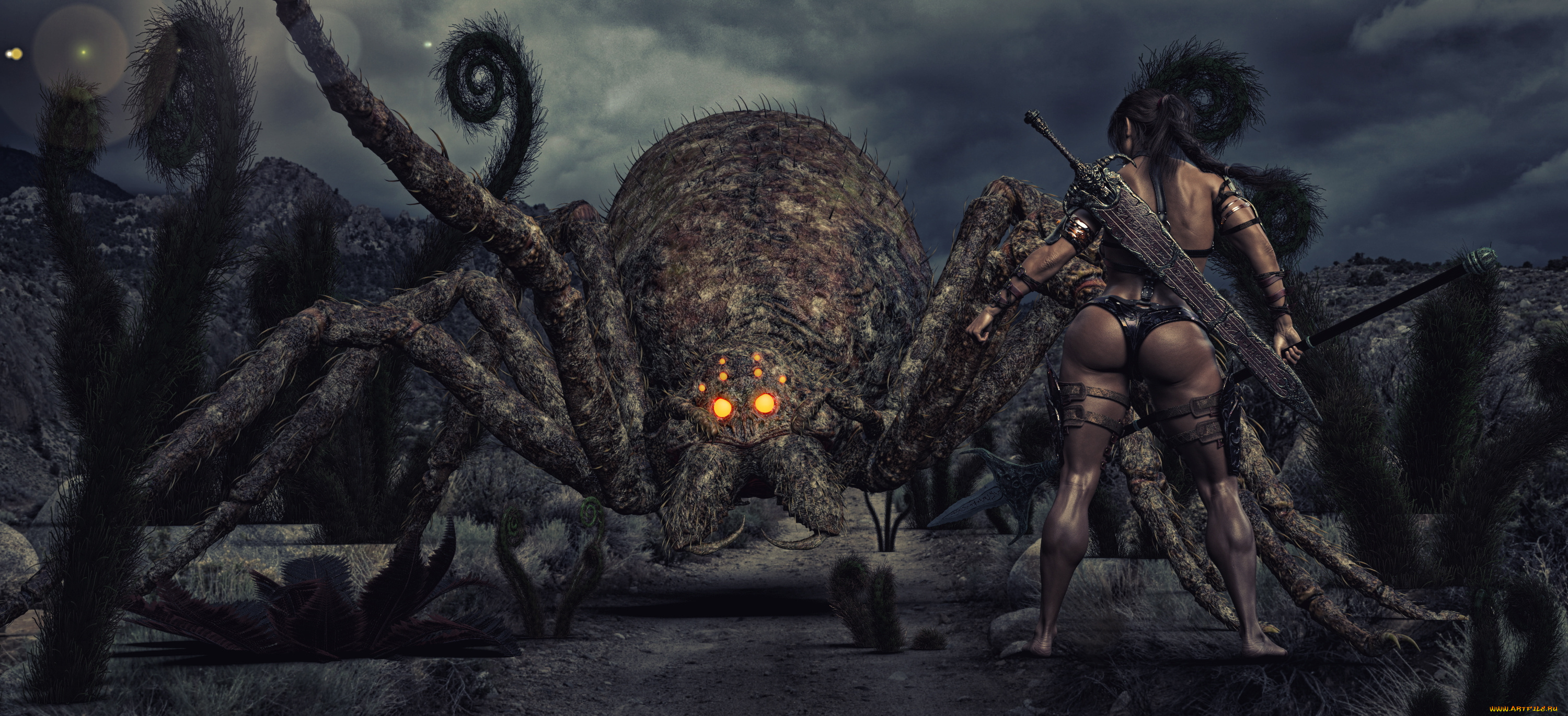 3д, графика, фантазия, , fantasy, фон, взгляд, девушка