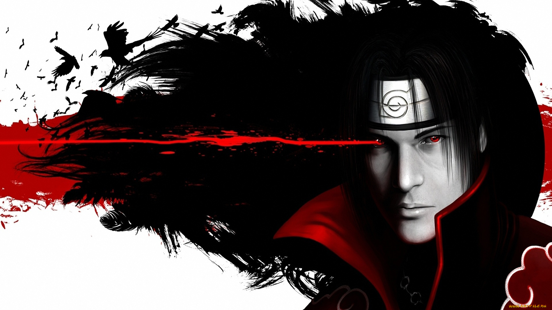 аниме, naruto, учиха, вороны, кровь, итачи
