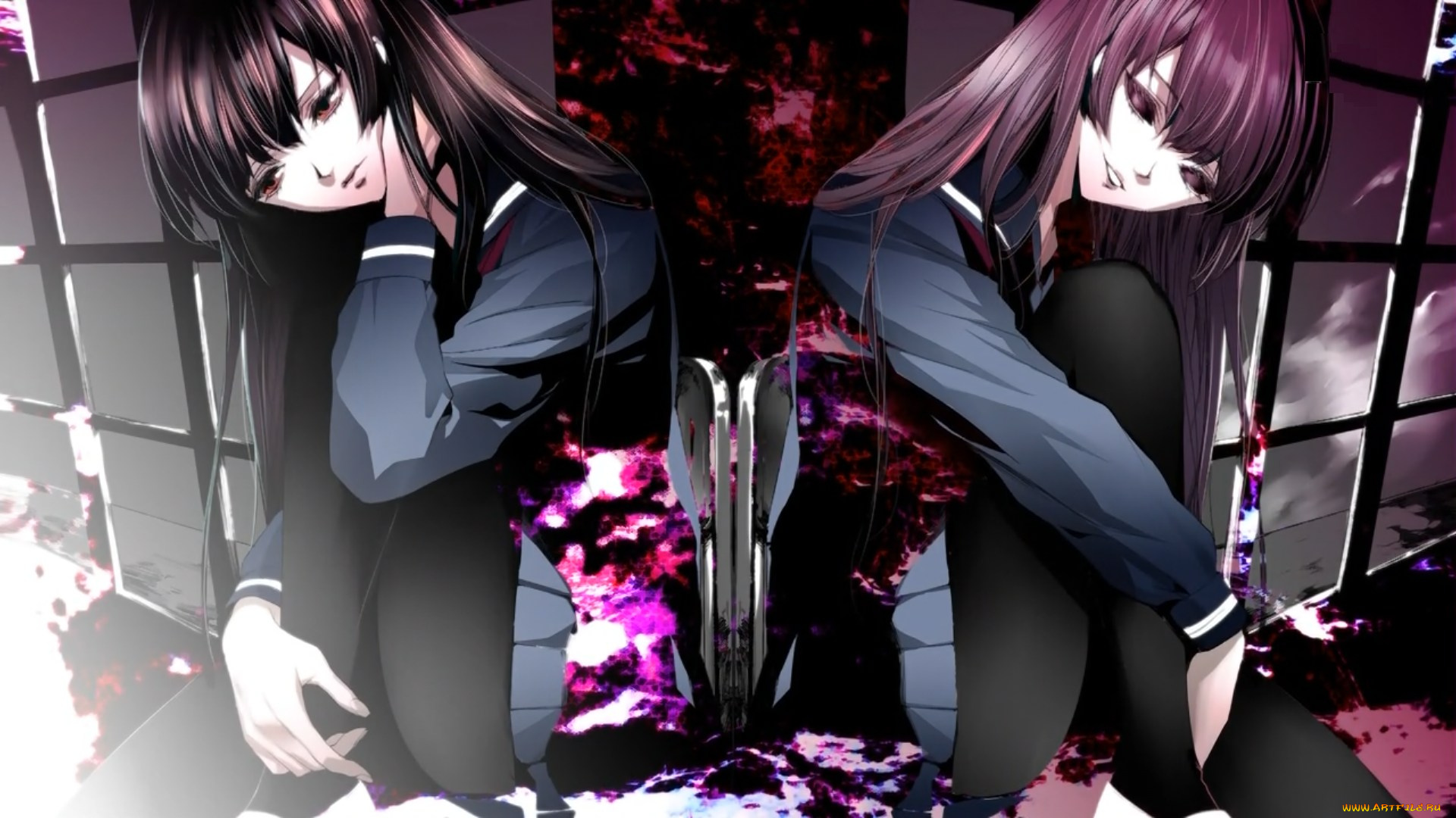 аниме, tasogare, otome, x, amnesia, девушка, печаль, решетка