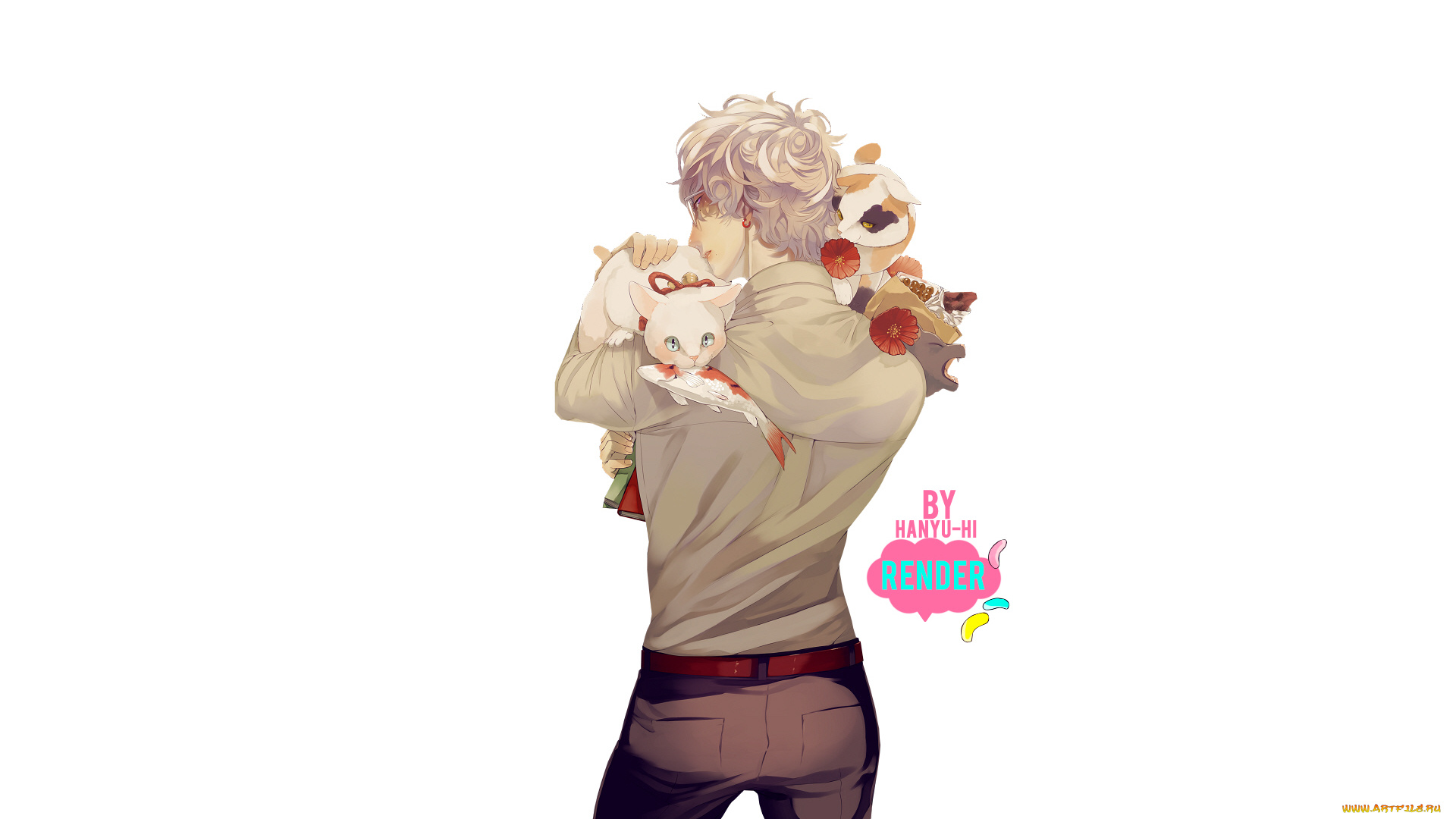 аниме, животные, , существа, парень