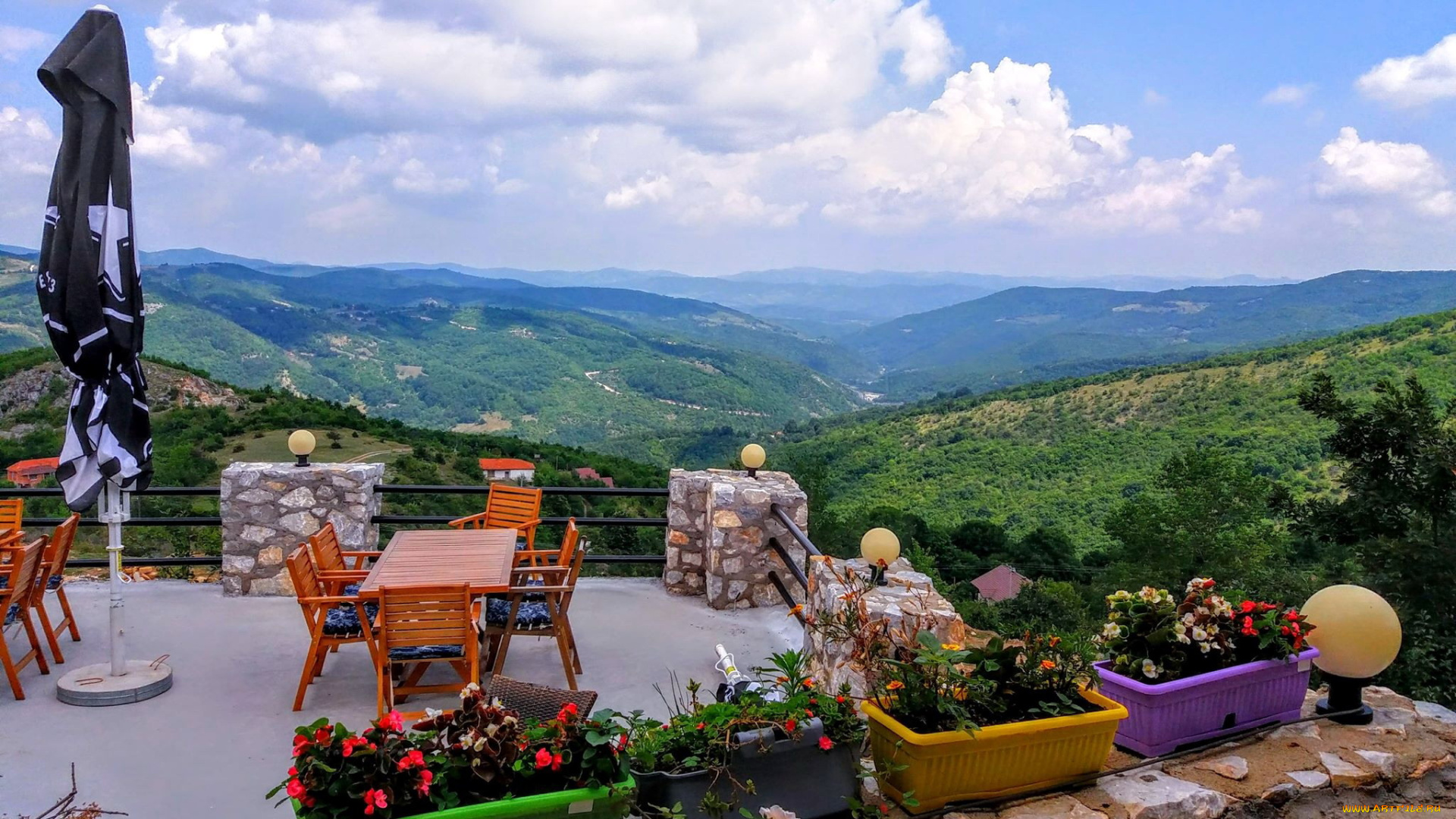 интерьер, веранды, , террасы, , балконы, панорама, горы, терраса