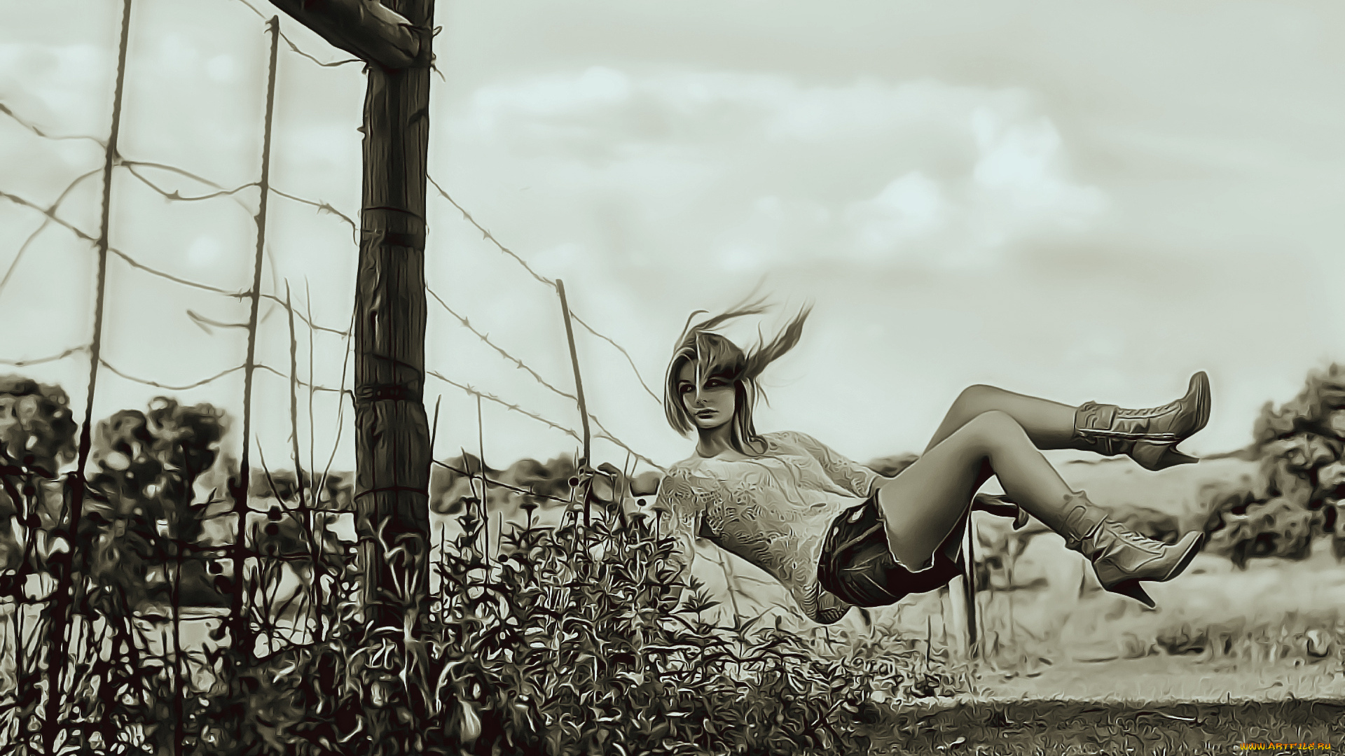 календари, компьютерный, дизайн, 2019, calendar, ограждение, женщина, девушка, падение, природа