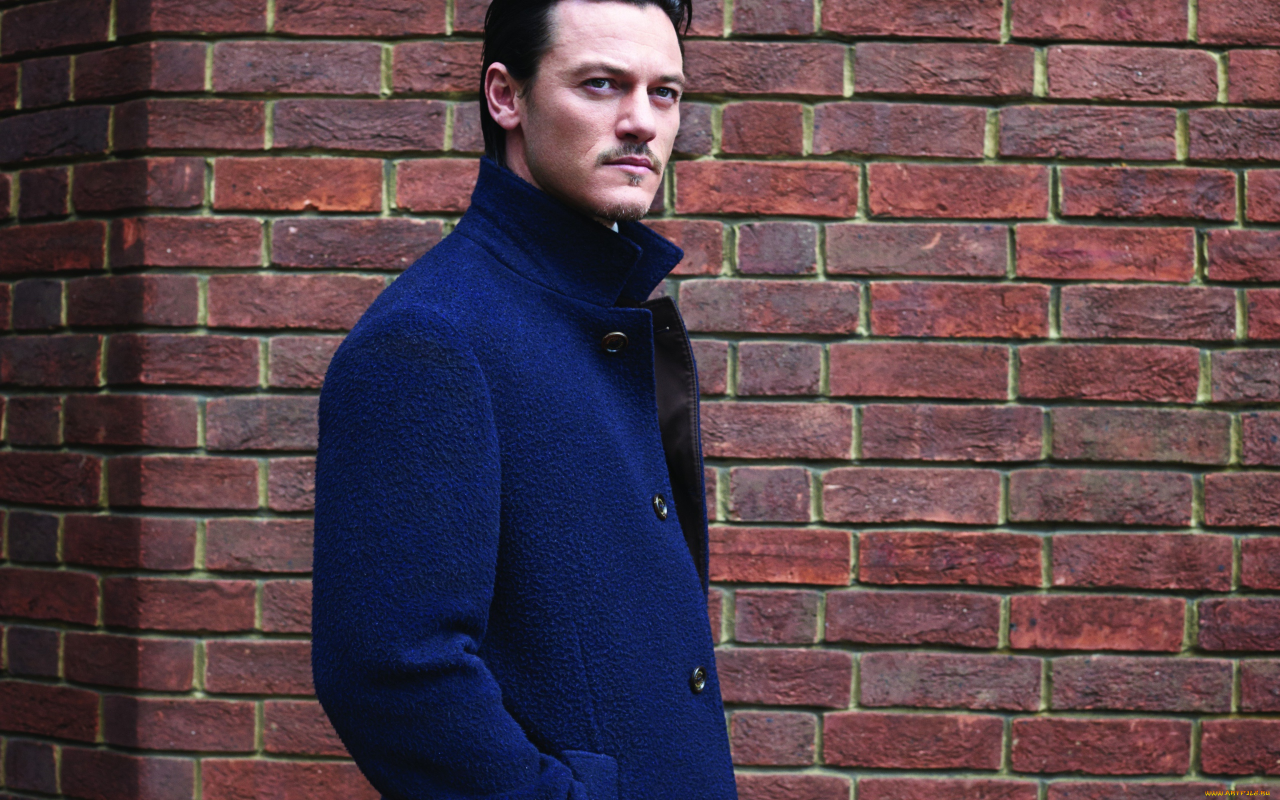 мужчины, luke, evans, актер, пальто, стена