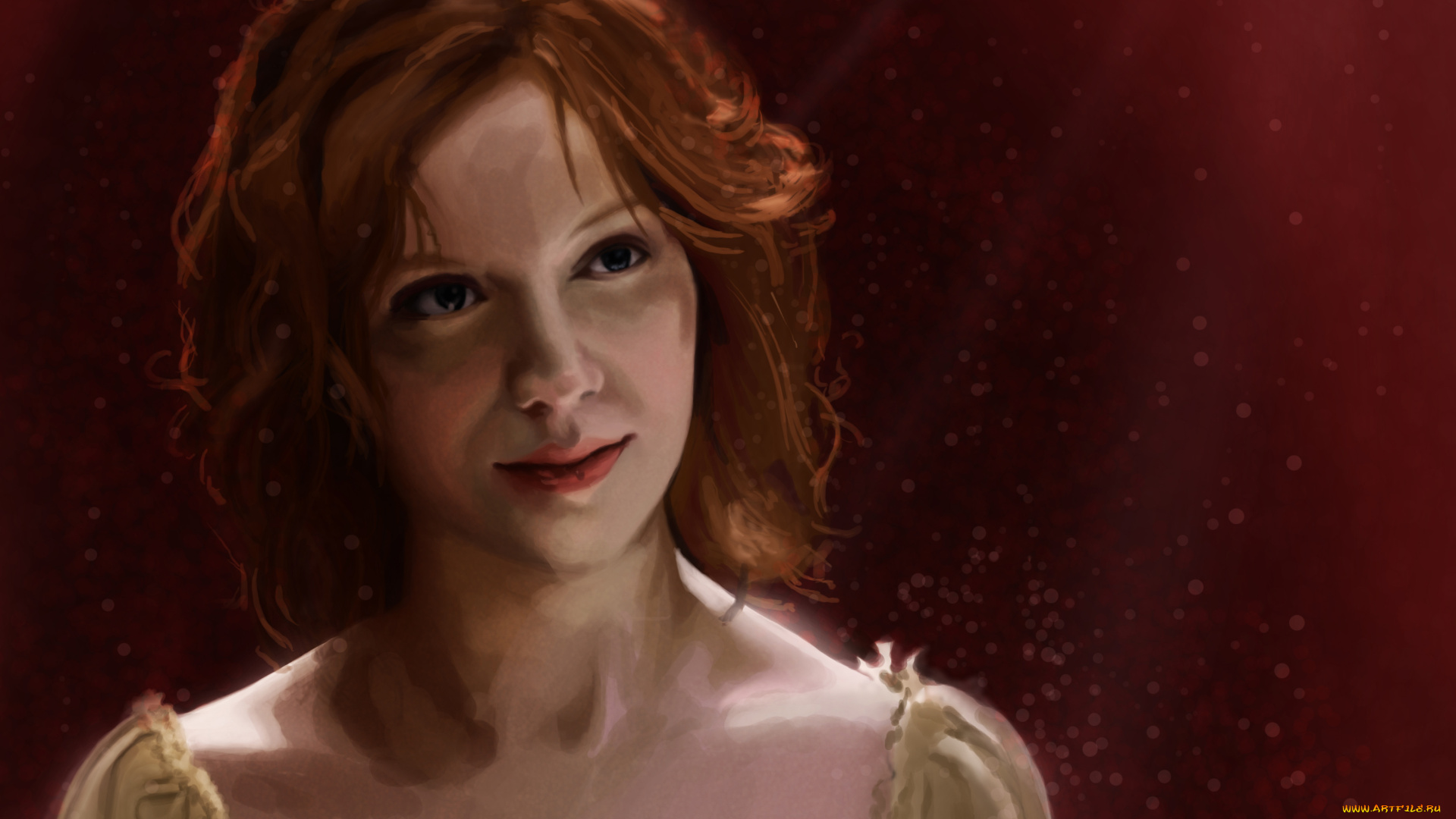 рисованное, люди, девушка, фон, взгляд, улыбка