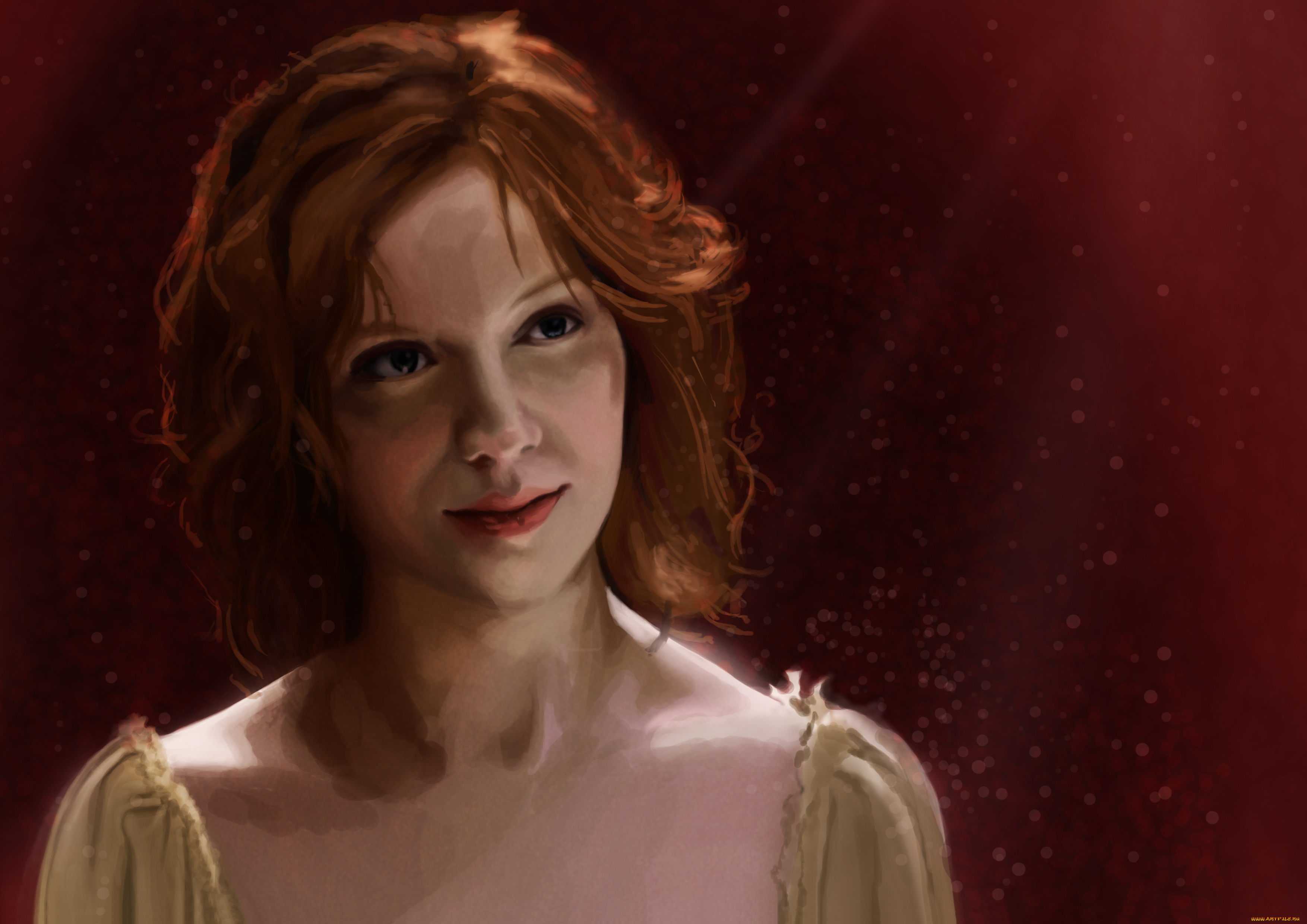 рисованное, люди, девушка, фон, взгляд, улыбка