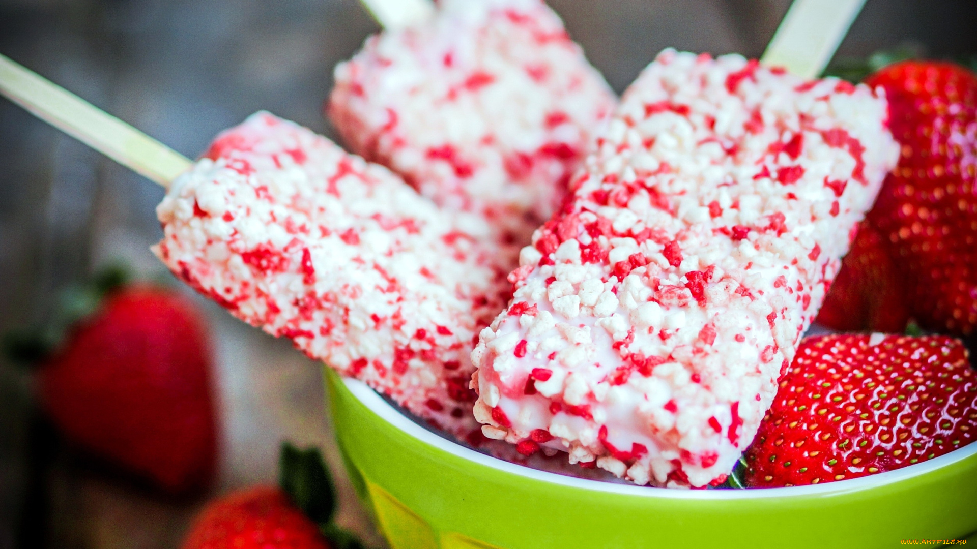 еда, мороженое, , десерты, ягоды, клубника