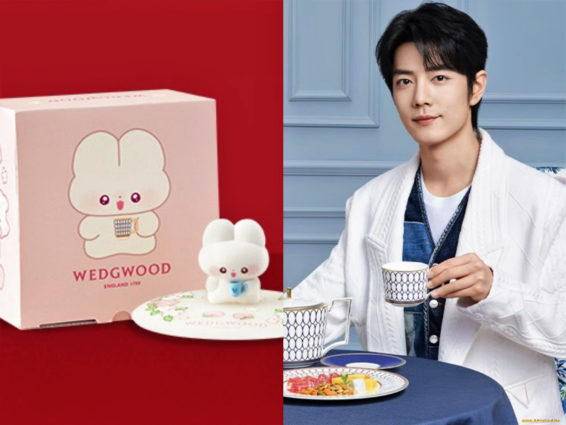 мужчины, xiao, zhan, актер, коробка, чашка