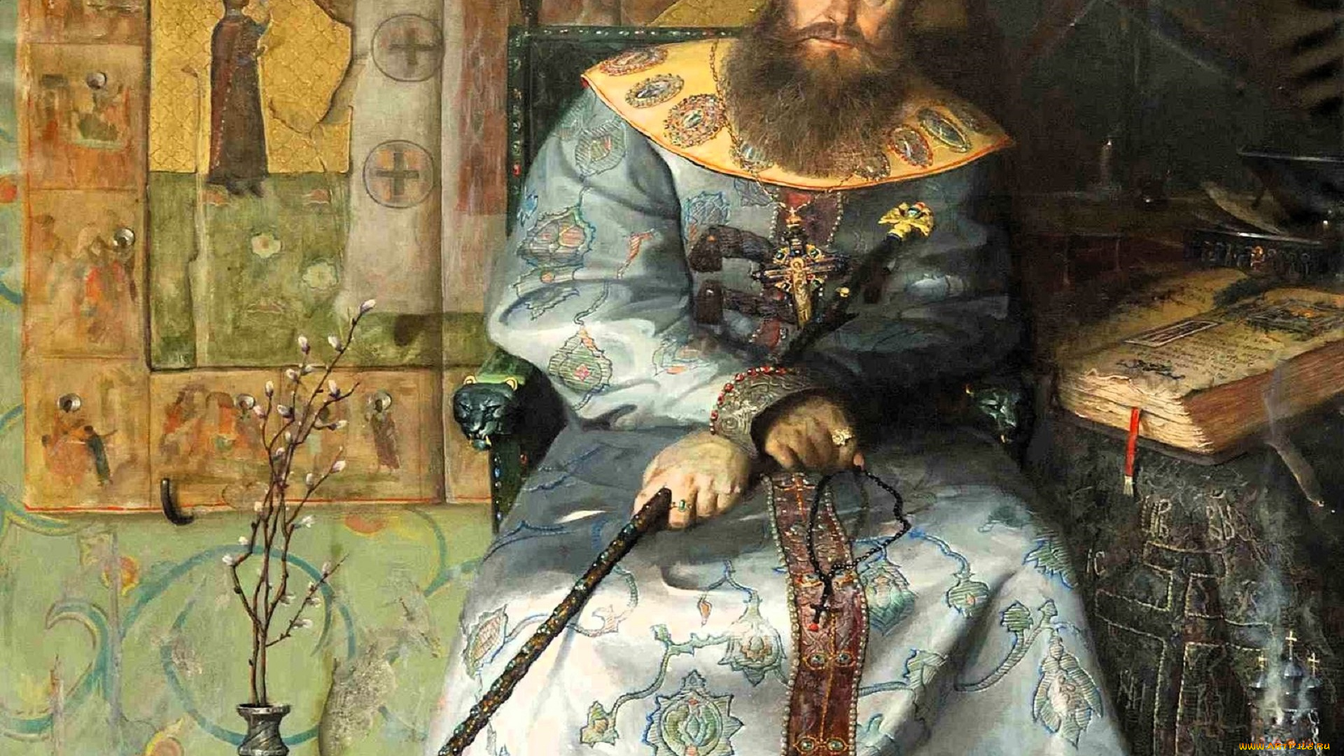 рисованное, павел, рыженко, царь, посох, икона, книга