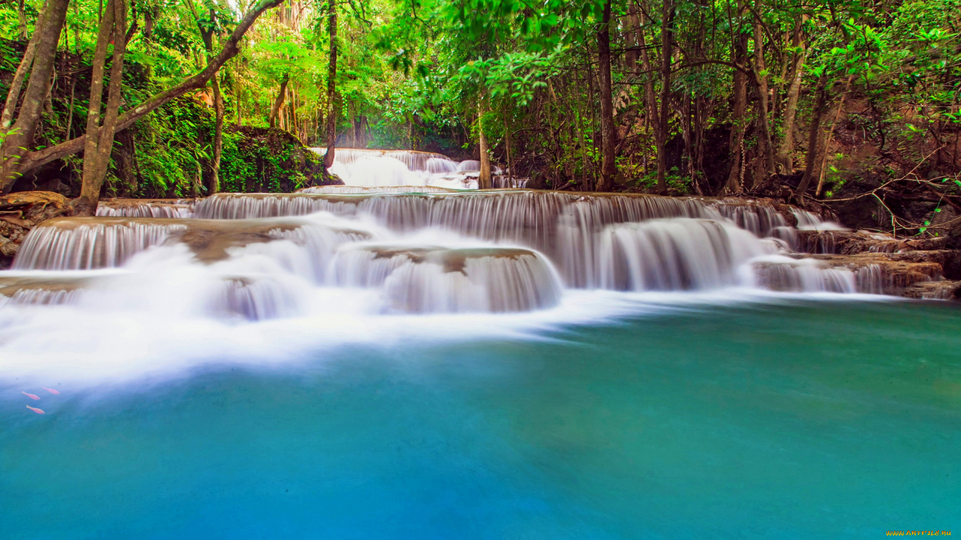 waterfall, in, kanchanaburi, province, thailand, природа, водопады, waterfall, in, kanchanaburi, province