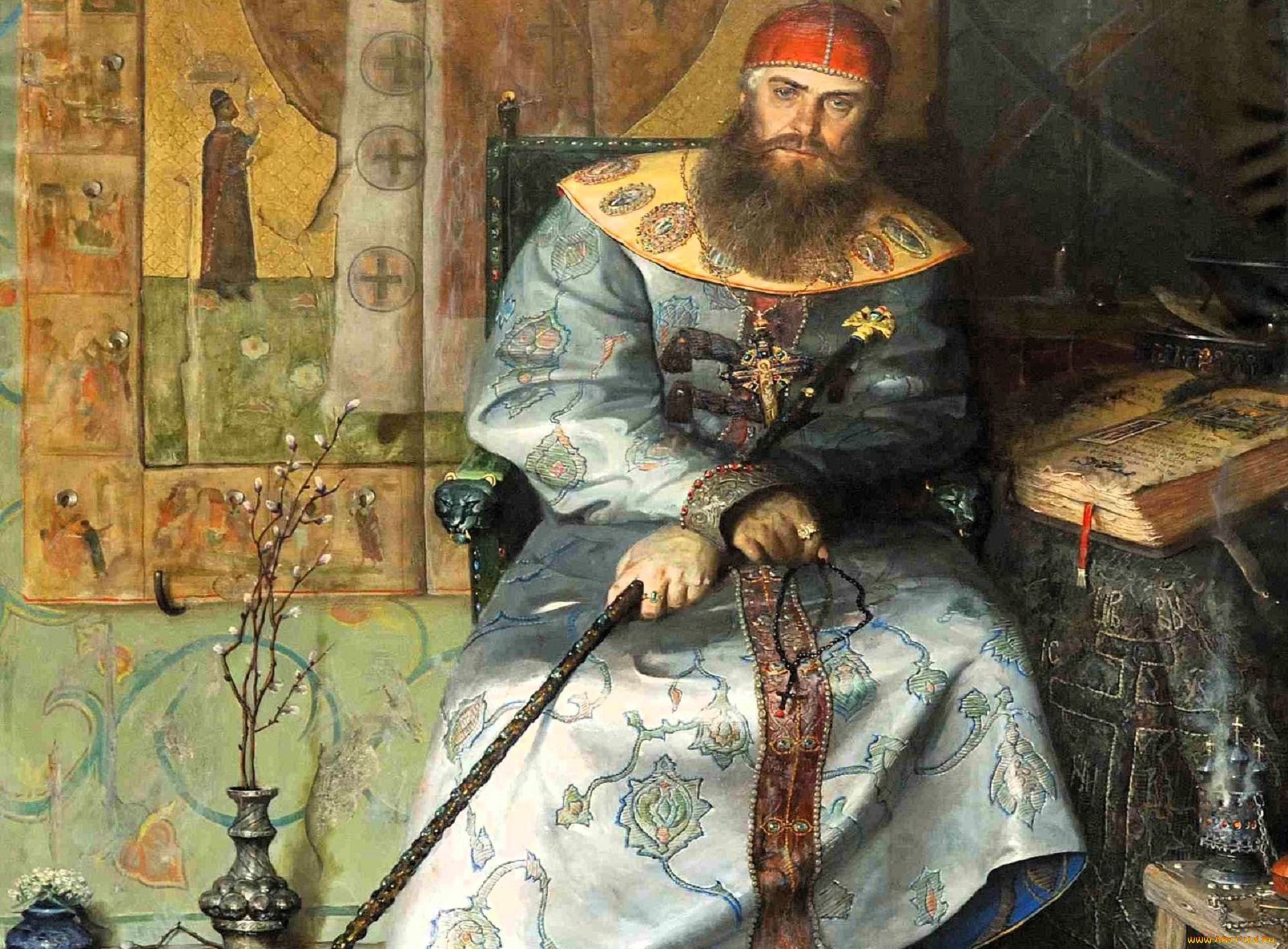 рисованное, павел, рыженко, царь, посох, икона, книга