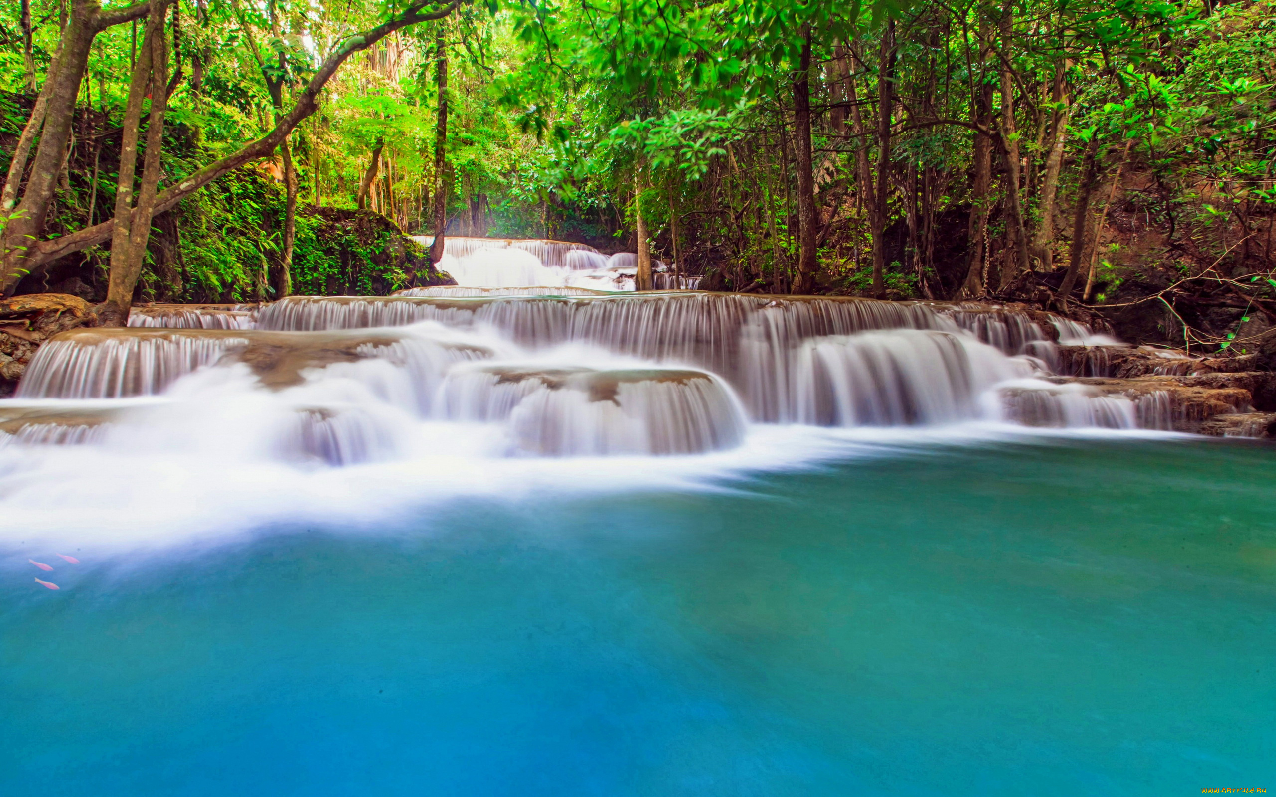 waterfall, in, kanchanaburi, province, thailand, природа, водопады, waterfall, in, kanchanaburi, province