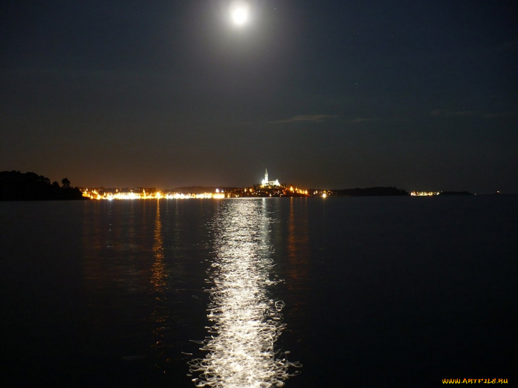 города, огни, ночного