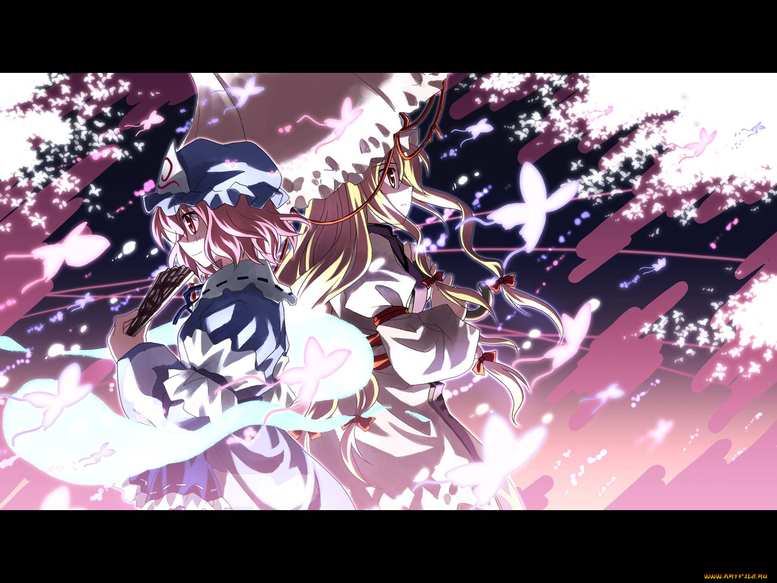 аниме, touhou, юка, сайгедзи, и, юкари, Якумо