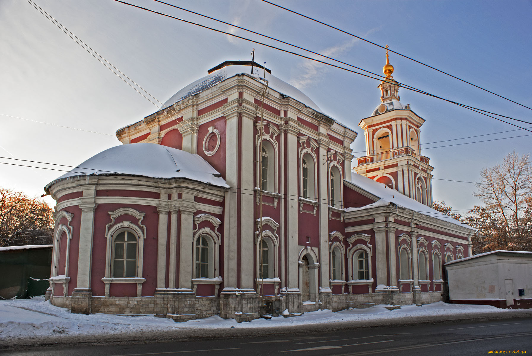 храм, святителя, алексия, митрополита, московского, рогожской, слободе, города, москва, россия, дорога, вечер, небо