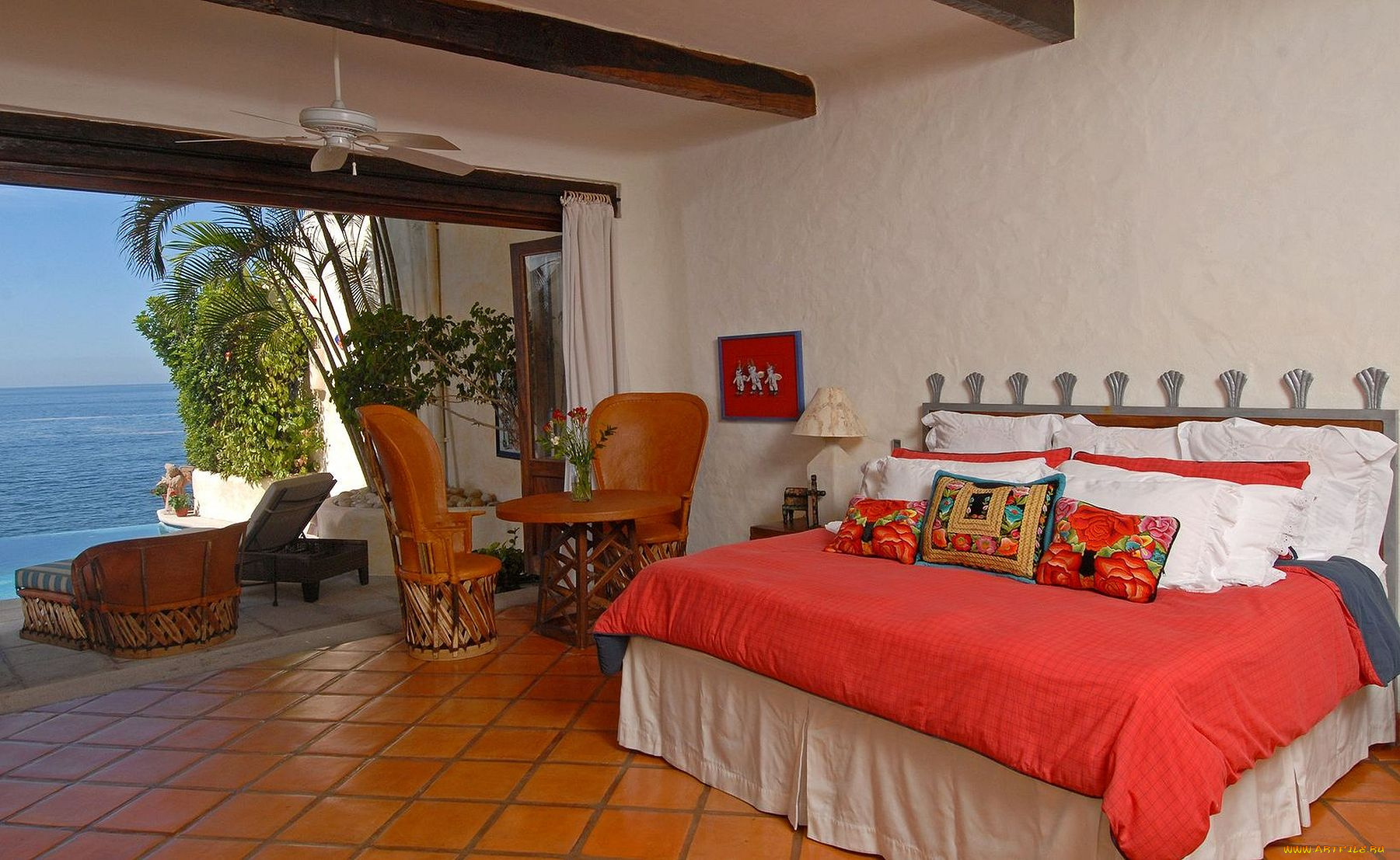 интерьер, спальня, подушка, окно, кровать