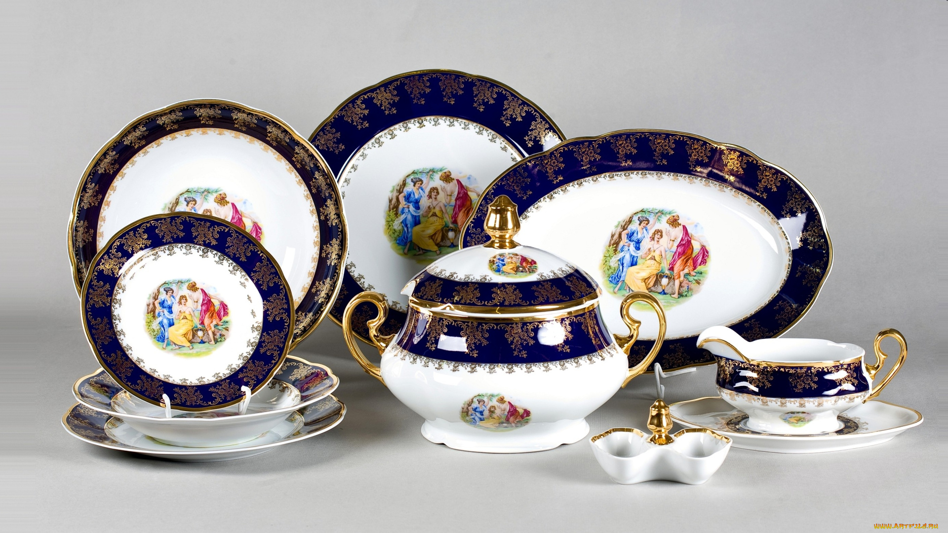 разное, посуда, столовые, приборы, кухонная, утварь, тарелки, роспись, фарфор, сервиз