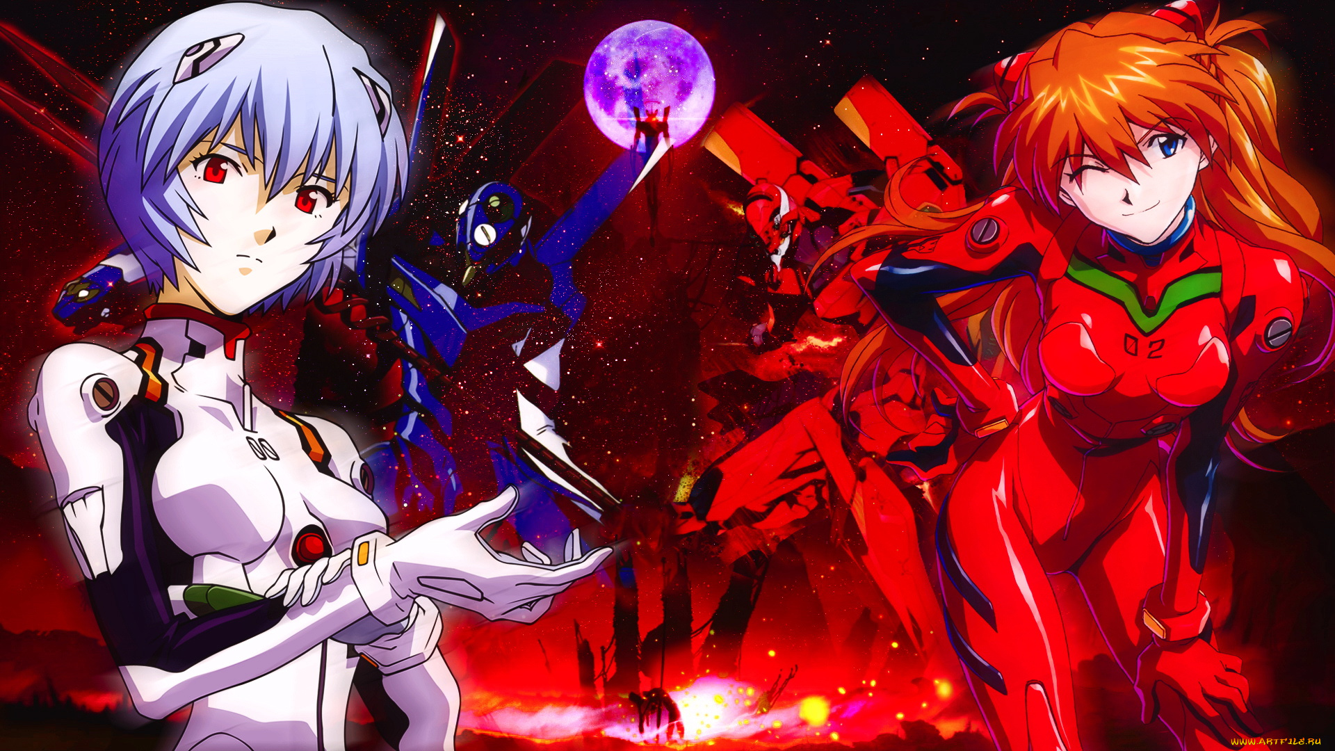 аниме, evangelion, девушки