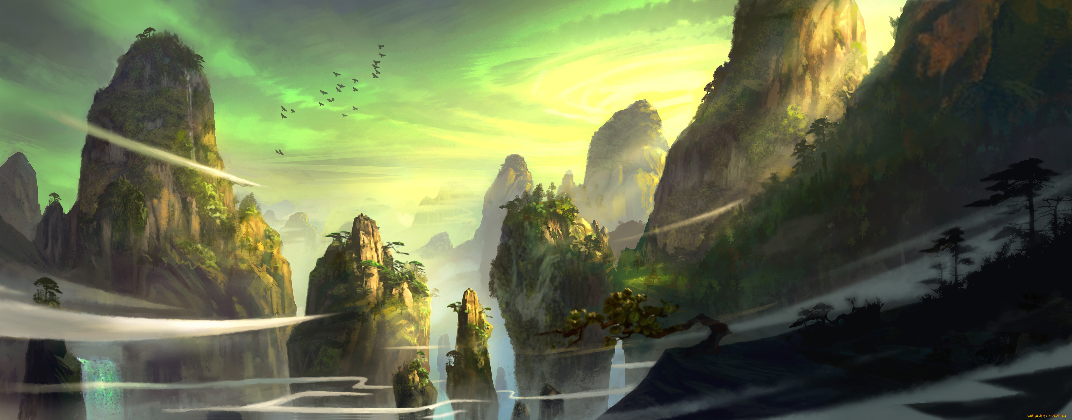 рисованные, природа, скалы