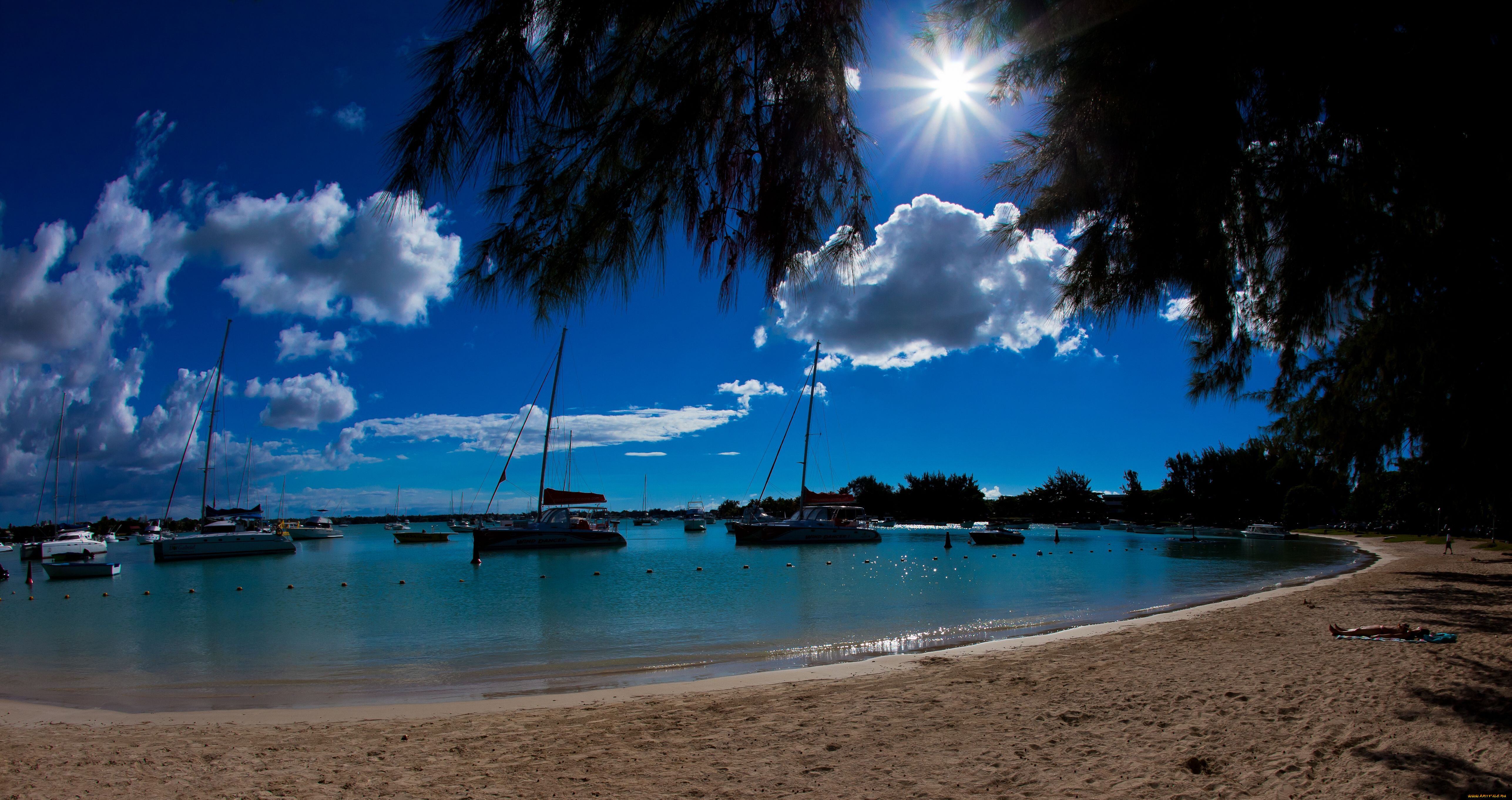 корабли, разные, вместе, океан, лодки, пляж, катера, яхты, лагуна, маврикий, mauritius
