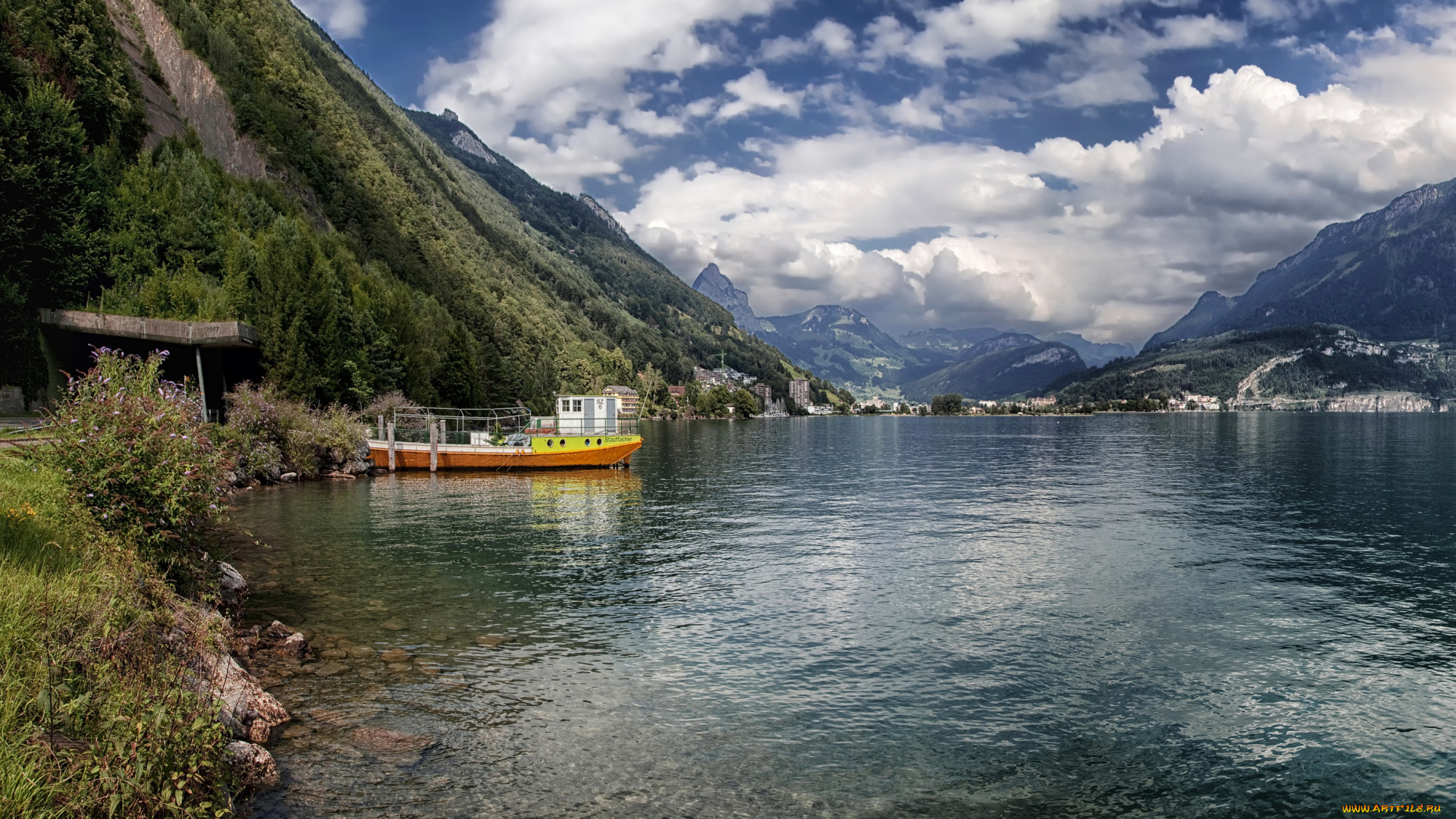 швейцария, швиц, ингенболь, природа, реки, озера, озеро, горы, пейзаж