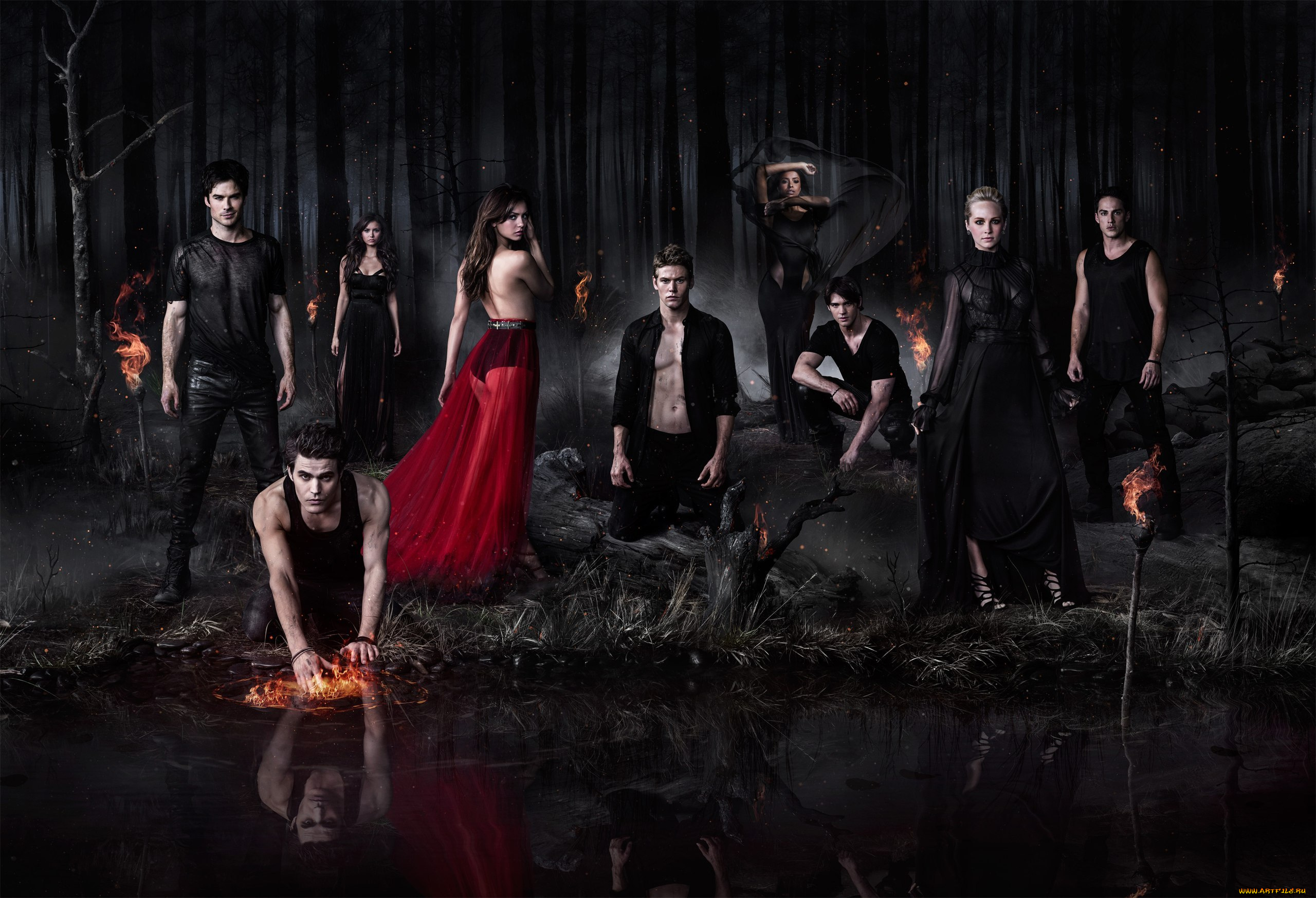 кино, фильмы, the, vampire, diaries, лес, вампиры, озеро, сериал