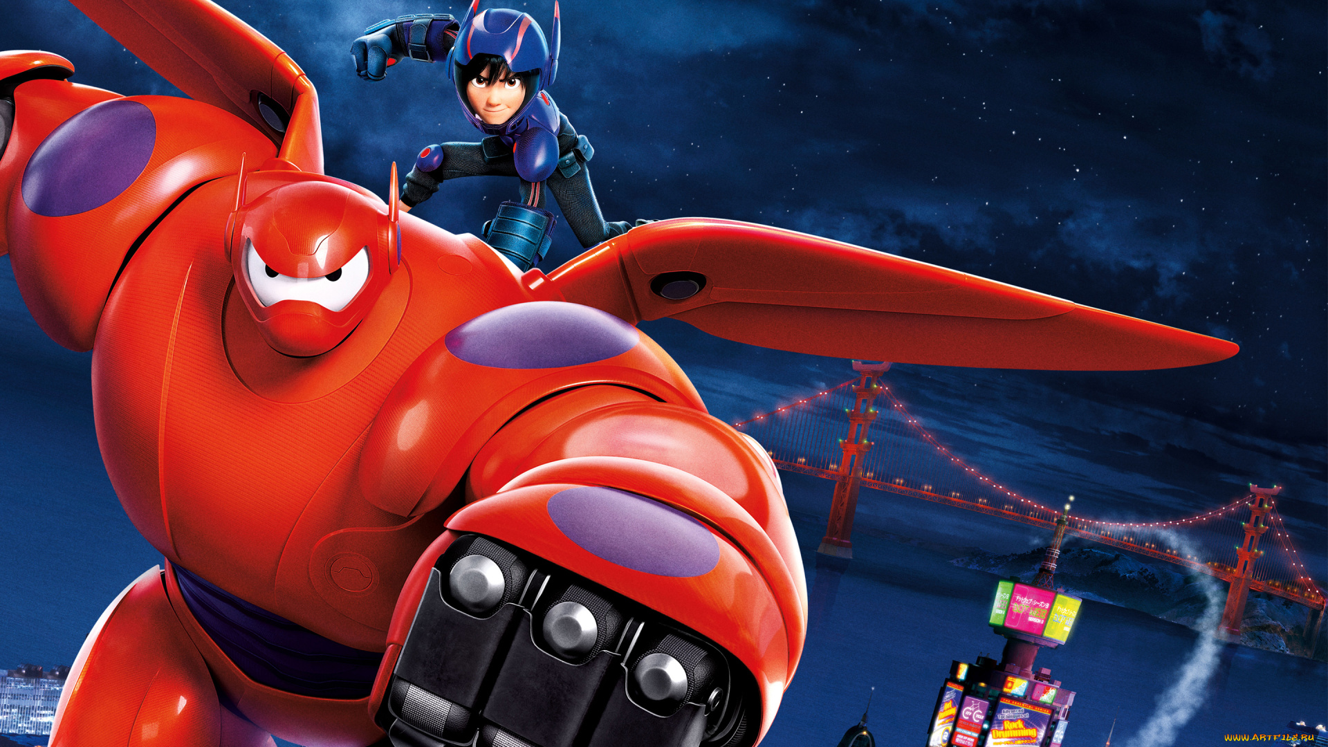 big, hero, 6, мультфильмы, город, героев